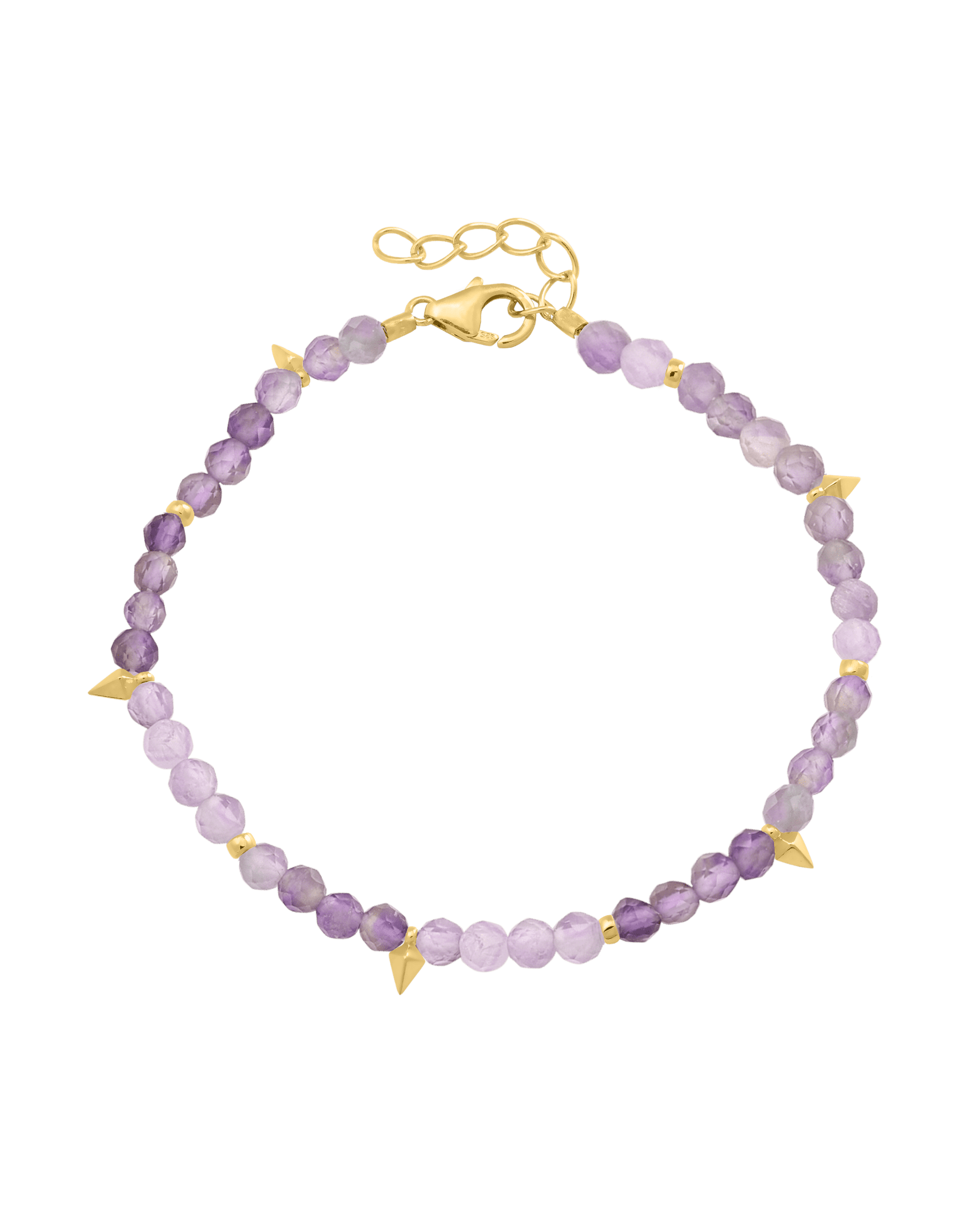 Beaded Gemstone Bracelet - 18K Gold Vermeil Bracelets magal-dev Natural Purple Amethyst 6" + 1" (S-M wrist)