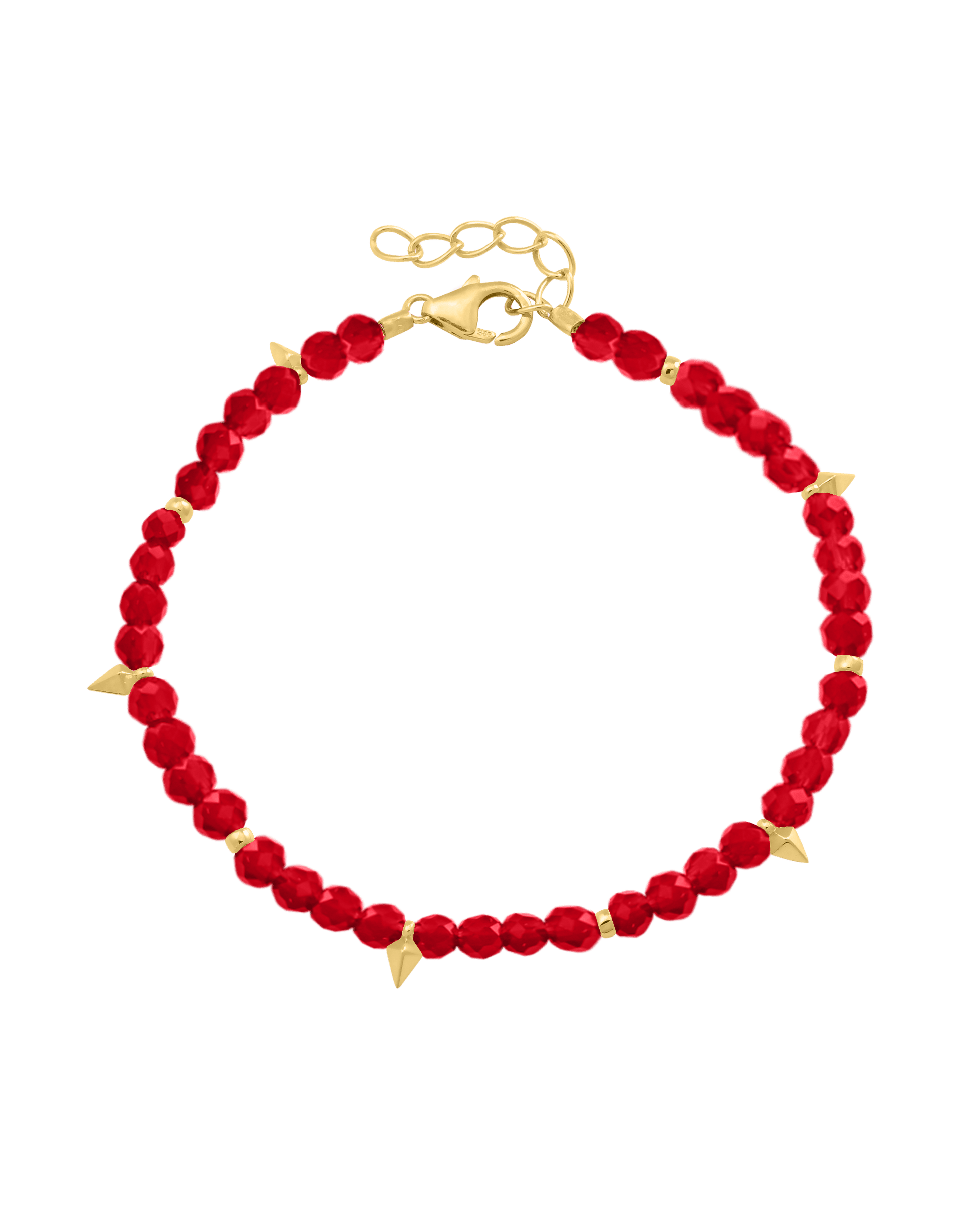 Beaded Gemstone Bracelet - 18K Gold Vermeil Bracelets magal-dev Natural Red Jade 6" + 1" (S-M wrist)