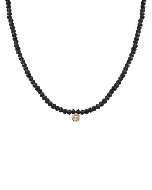 The Gemstone & Diamond Necklace - 14K Rose Gold Necklaces 14K Solid Gold Glass Beads Black Spinnel Large: 0.1ct 14"