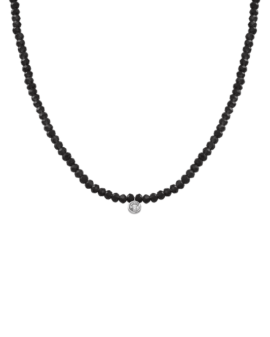 The Gemstone & Diamond Necklace - 14K White Gold Necklaces 14K Solid Gold Glass Beads Black Spinnel Large: 0.1ct 14"