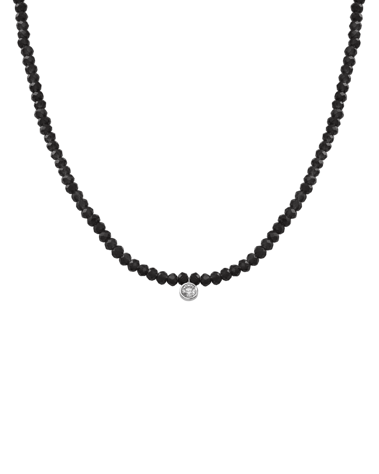 Collier Pierres Précieuses & Diamant - Or Blanc 14 carats Necklaces magal-dev Perles de verre Spinnel noir Large: 0.10 carats 35cm