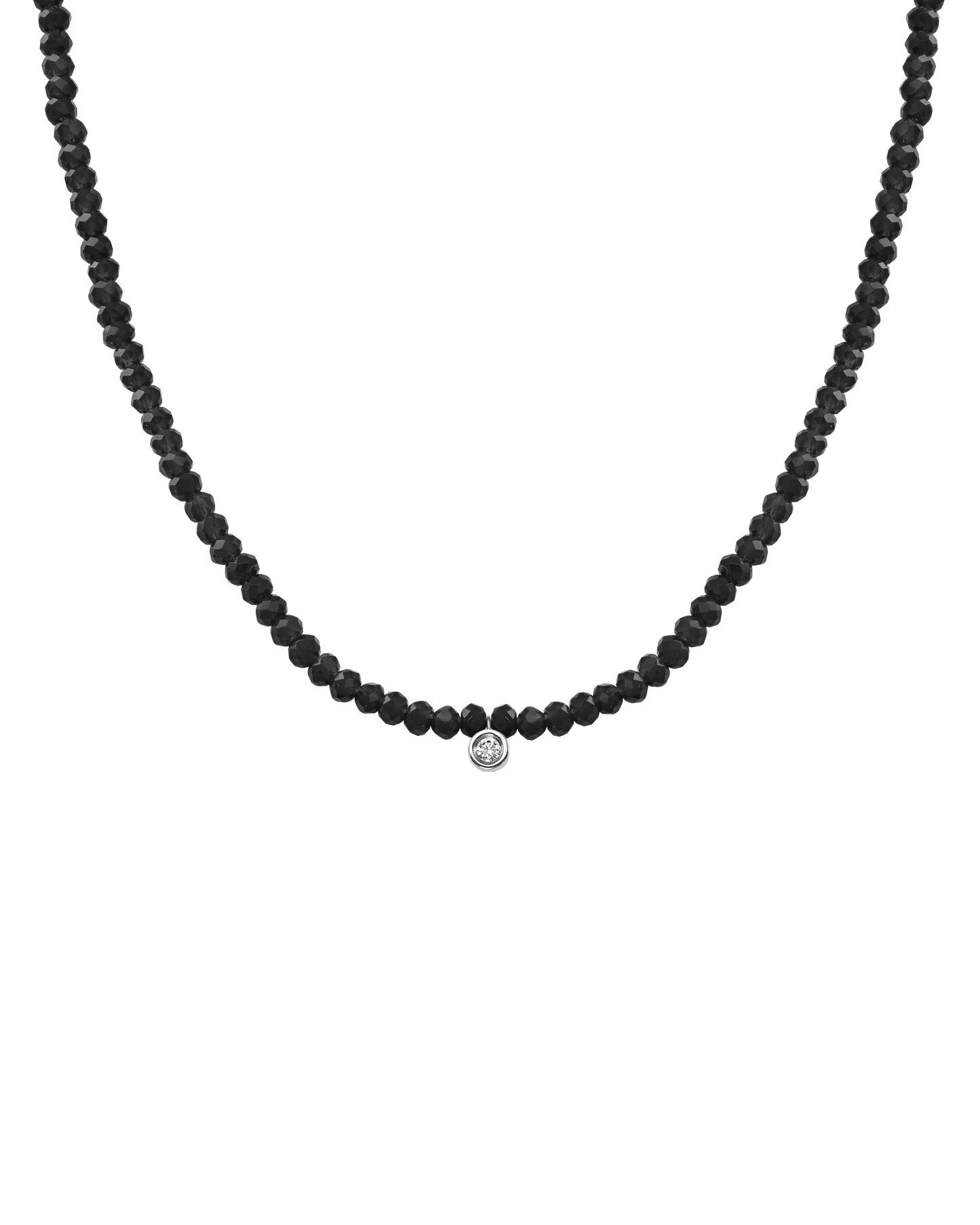 Collier Pierres Précieuses & Diamant - Or Blanc 14 carats Necklaces magal-dev Perles de verre Spinnel noir Small: 0.03 carats 35cm