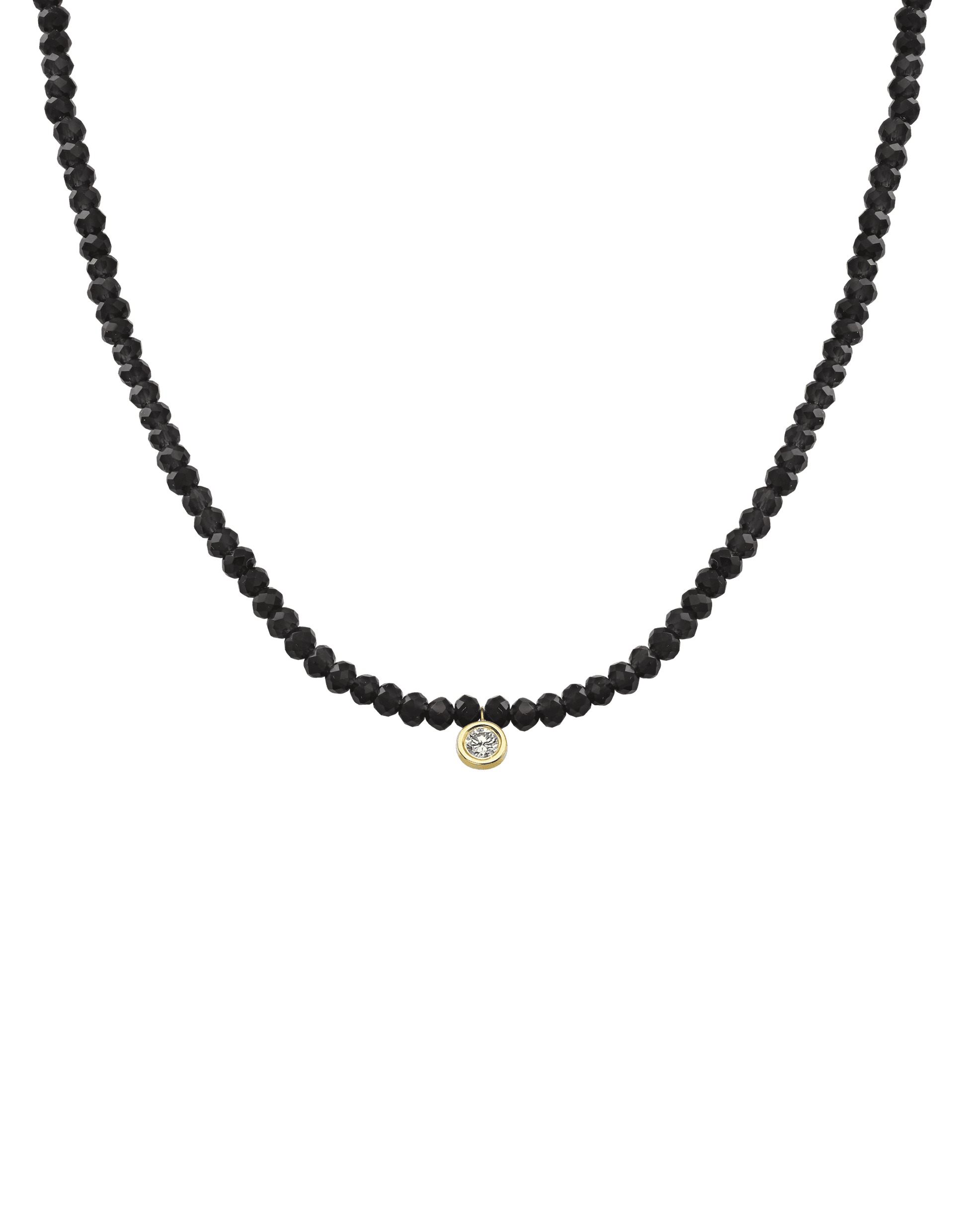 Collier Pierres Précieuses & Diamant - Or Jaune 14 carats Necklaces magal-dev Perles de verre Spinnel noir Large: 0.10 carats 35cm
