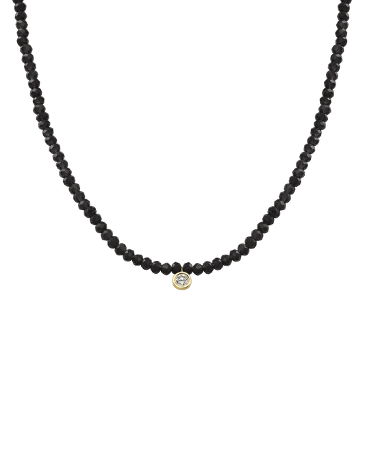 Collier Pierres Précieuses & Diamant - Or Jaune 14 carats Necklaces magal-dev Perles de verre Spinnel noir Large: 0.10 carats 35cm