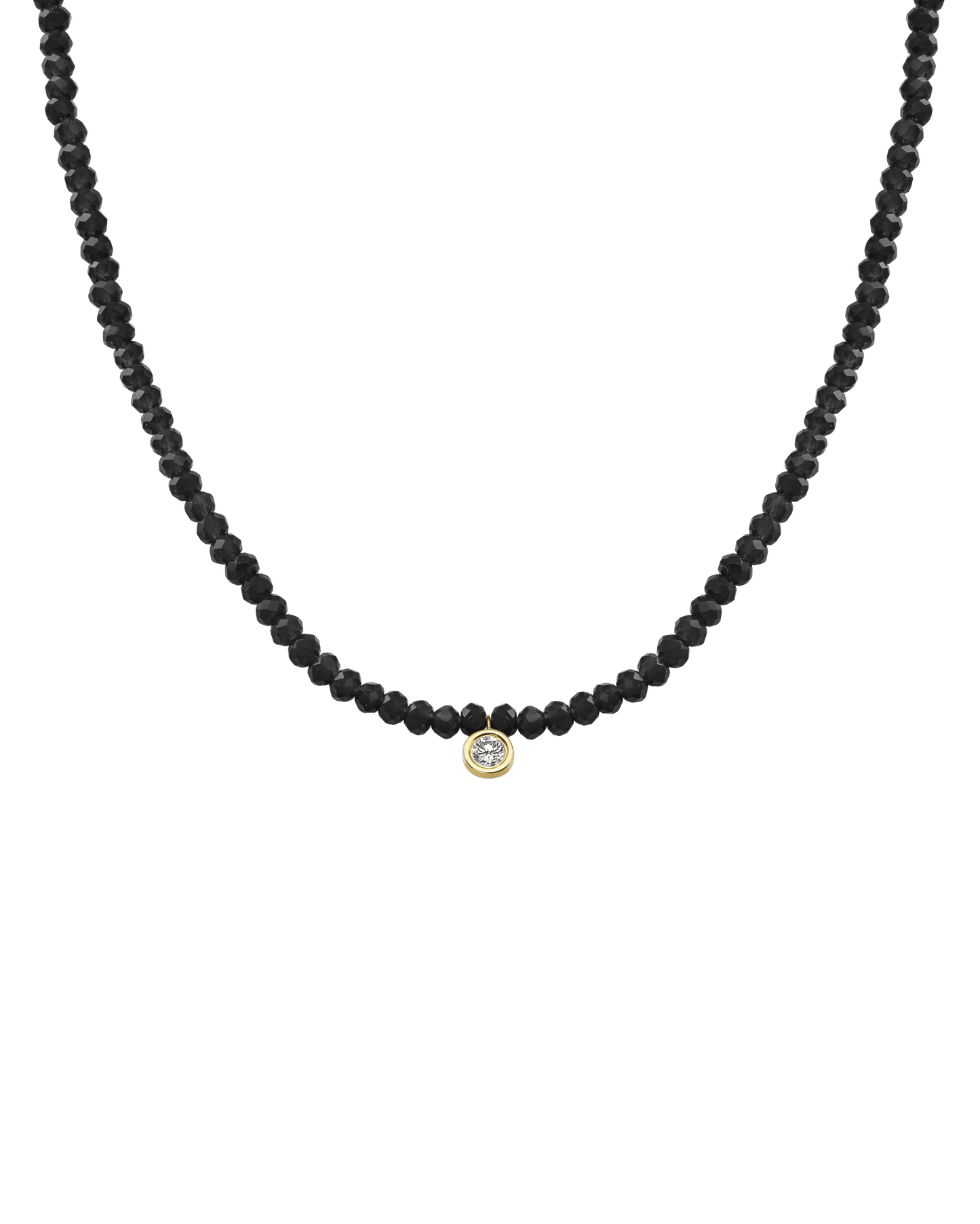 The Gemstone & Diamond Necklace - 14K Yellow Gold Necklaces 14K Solid Gold Glass Beads Black Spinnel Large: 0.1ct 14"