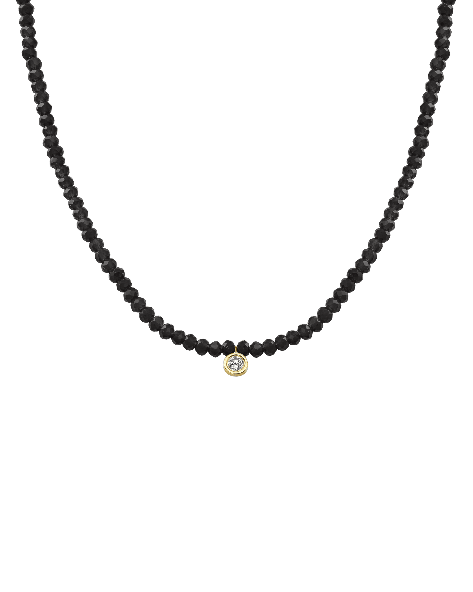 The Gemstone & Diamond Necklace - 14K Yellow Gold Necklaces 14K Solid Gold Glass Beads Black Spinnel Large: 0.1ct 14"
