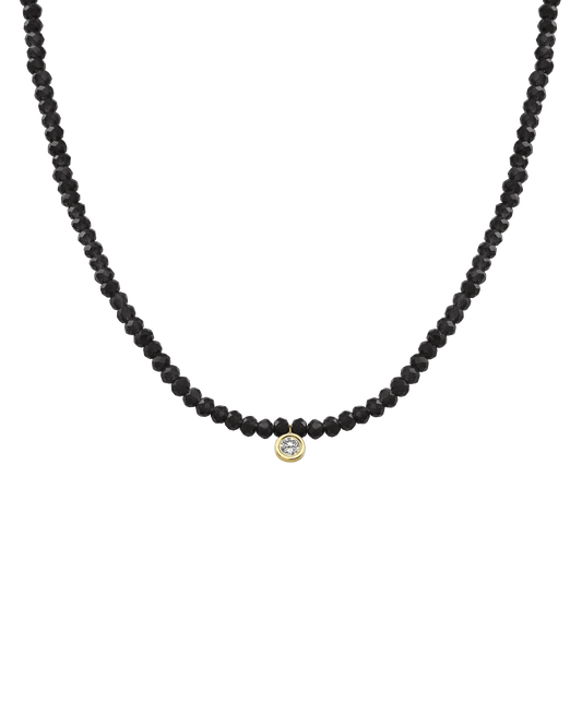 The Gemstone & Diamond Necklace - 14K Yellow Gold Necklaces 14K Solid Gold Glass Beads Black Spinnel Large: 0.1ct 14"