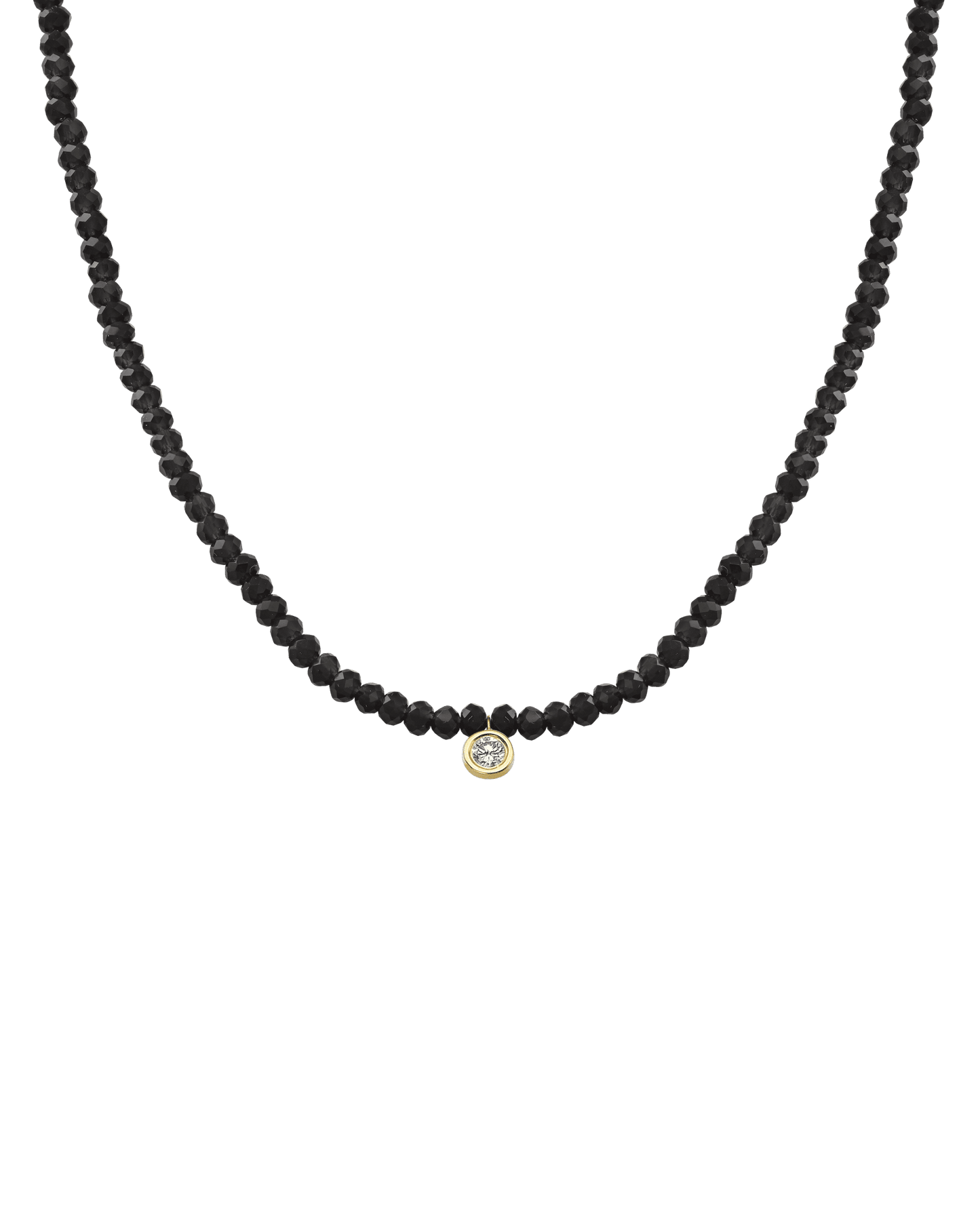 The Black Spinnel Gemstone & Diamond Necklace - 14K Yellow Gold Necklaces 14K Solid Gold Glass Beads Black Spinnel 0.10ct 18"