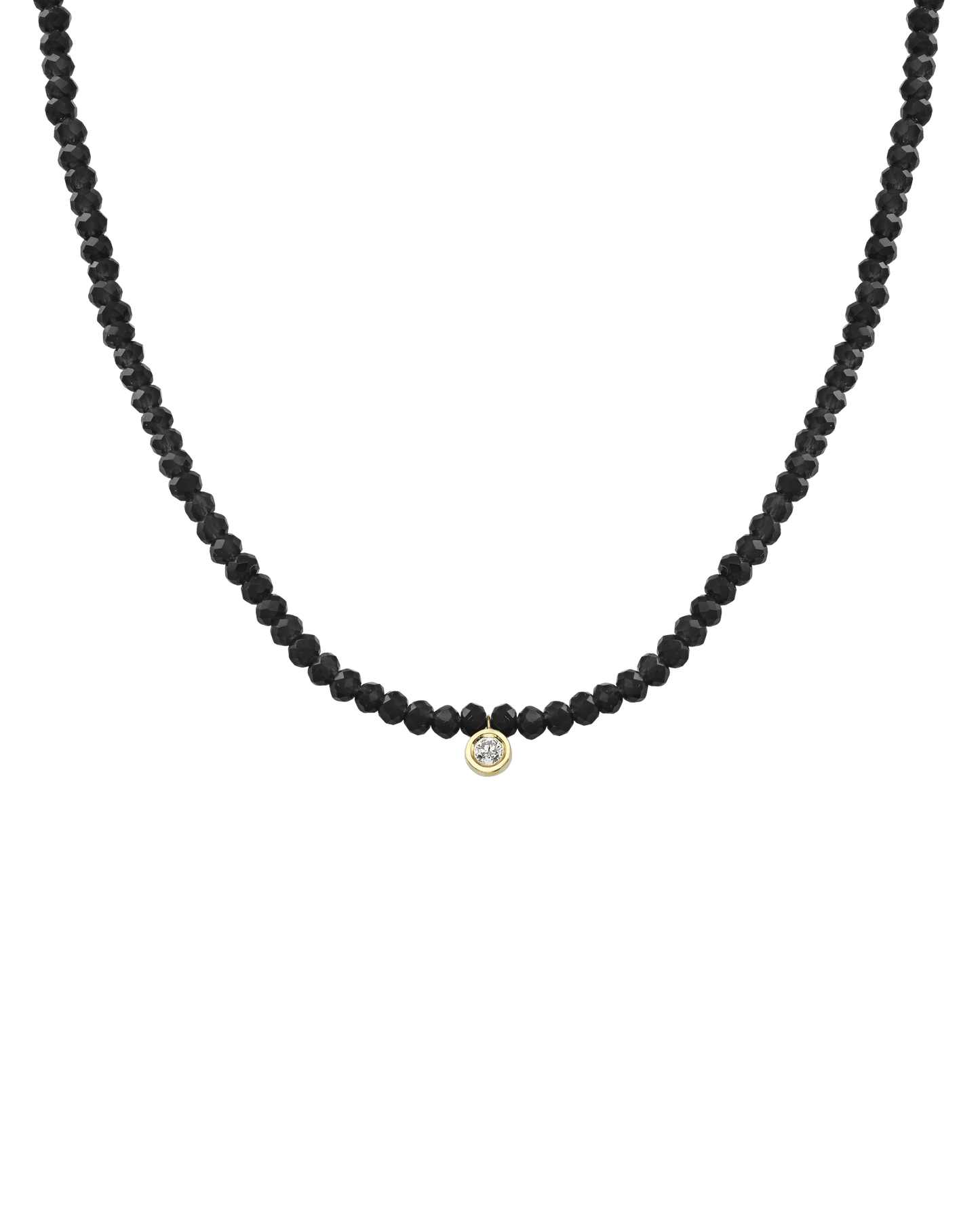 Collier Pierres Précieuses & Diamant - Or Jaune 14 carats Necklaces magal-dev Perles de verre Spinnel noir Medium: 0.05 carats 35cm