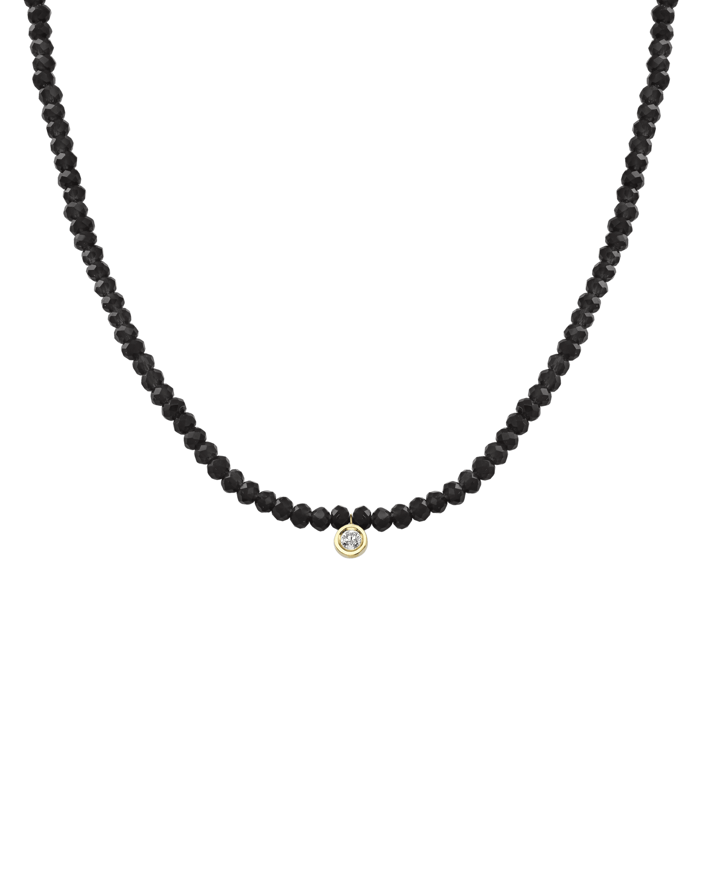 The Gemstone & Diamond Necklace - 14K Yellow Gold Necklaces 14K Solid Gold Glass Beads Black Spinnel Medium: 0.04ct 14"