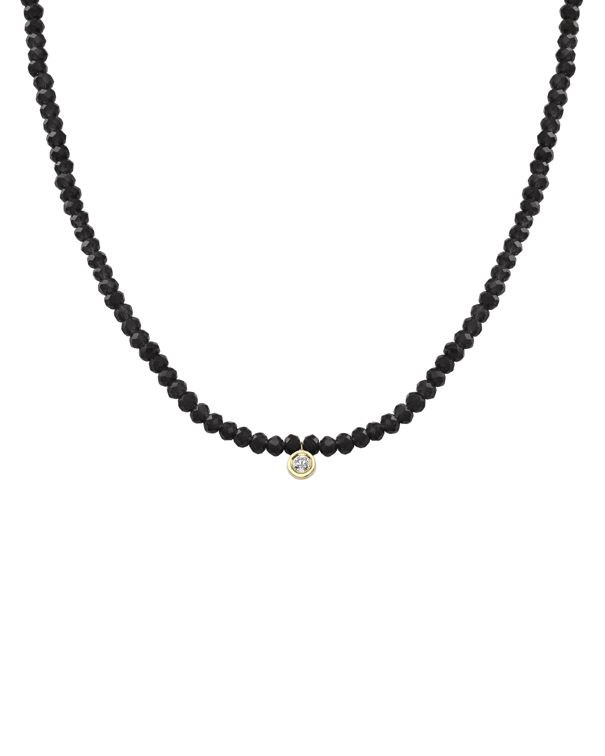 The Gemstone & Diamond Necklace - 14K Yellow Gold Necklaces 14K Solid Gold Glass Beads Black Spinnel Medium: 0.04ct 14"