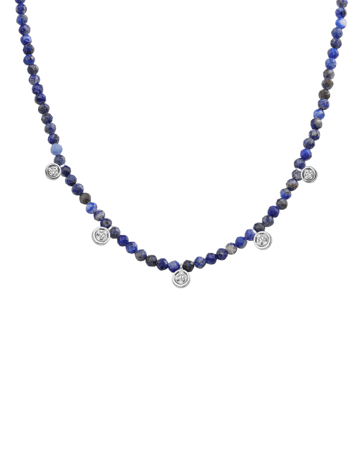 Apatite Gemstone & Five diamonds Necklace - 14K White Gold Necklaces magal-dev