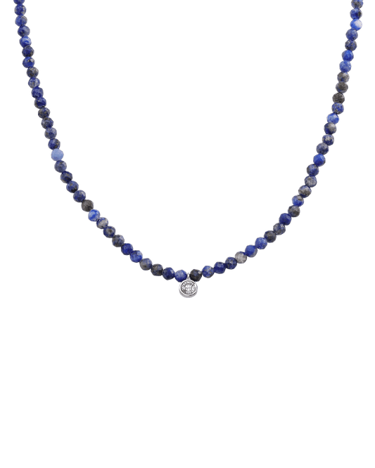 Collier Pierres Précieuses & Diamant - Or Blanc 14 carats Necklaces magal-dev Lapis bleu naturel Large: 0.10 carats 35cm