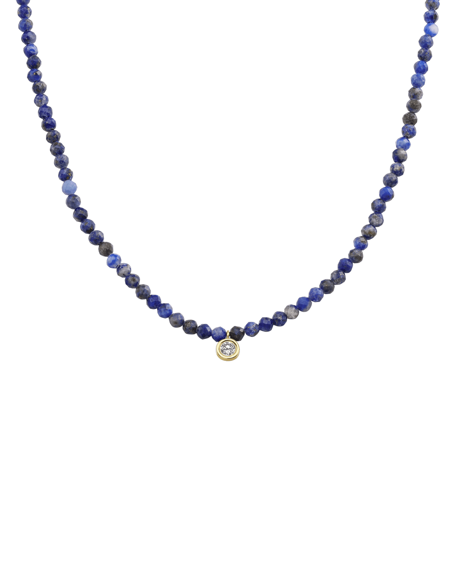 Collier Pierres Précieuses & Diamant - Or Jaune 14 carats Necklaces magal-dev Lapis bleu naturel Large: 0.10 carats 35cm