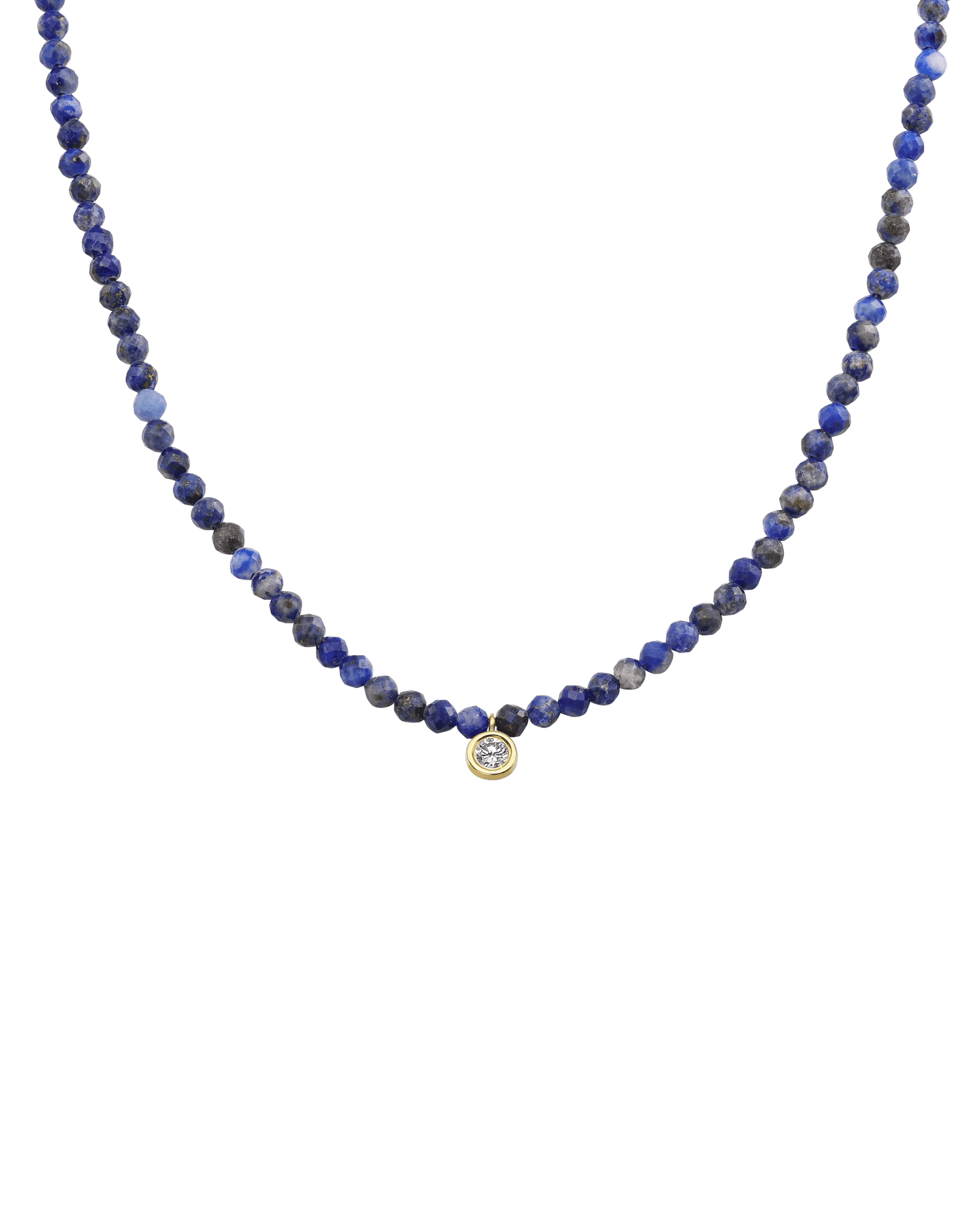 Collier Pierres Précieuses & Diamant - Or Jaune 14 carats Necklaces magal-dev Lapis bleu naturel Large: 0.10 carats 35cm