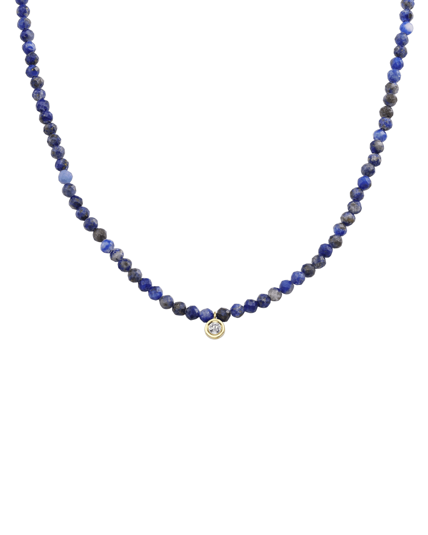 Collier Pierres Précieuses & Diamant - Or Jaune 14 carats Necklaces magal-dev Lapis bleu naturel Medium: 0.05 carats 35cm