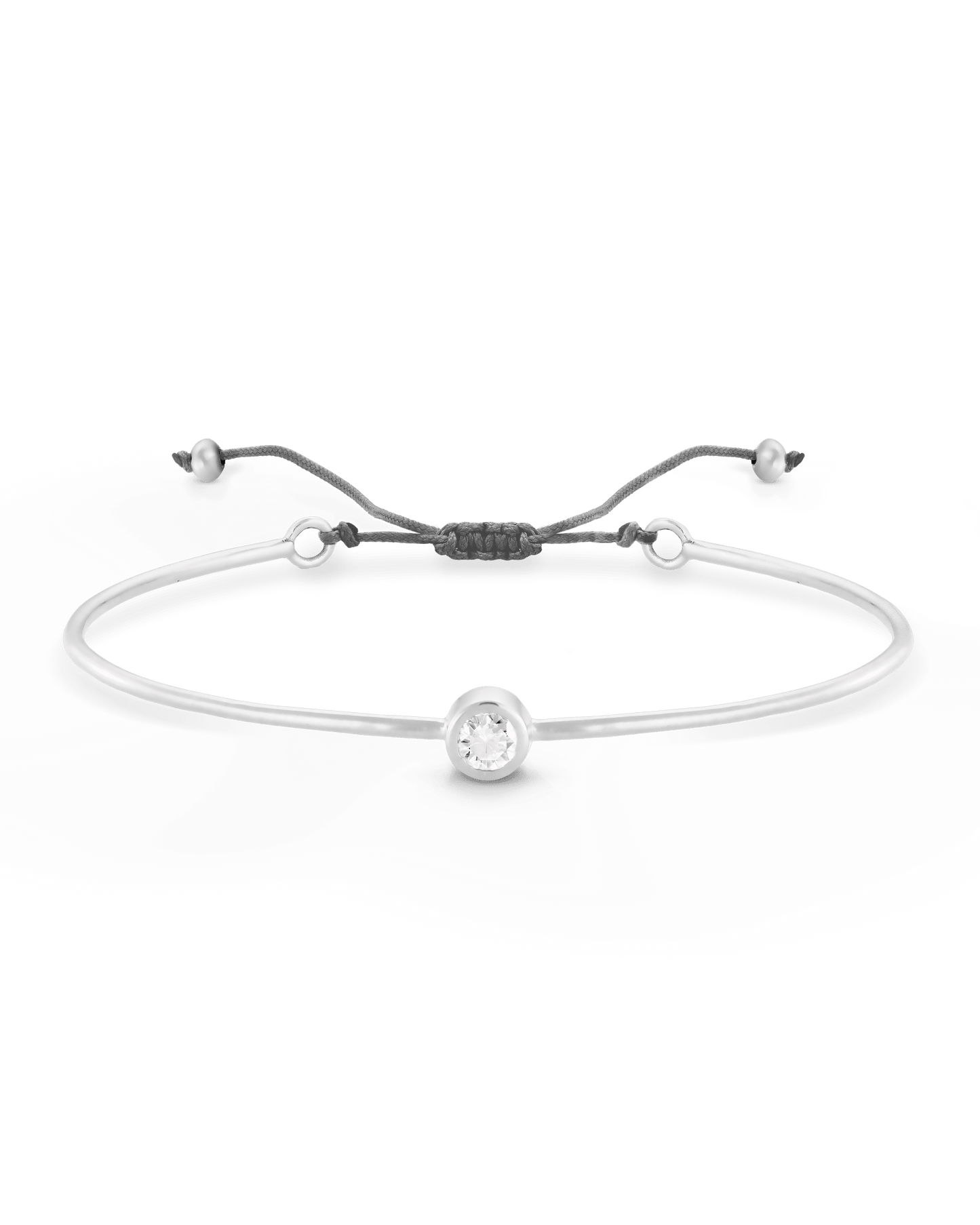 Diamond Cord Bangle - 925 Sterling Silver Bracelets magal-dev Grey Small: 0.03ct