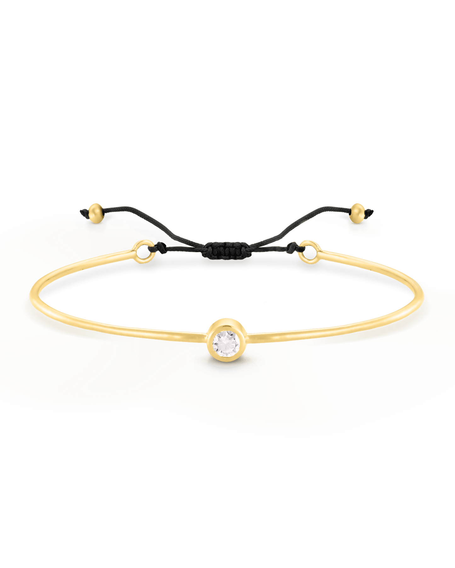 Diamond Cord Bangle - 18K Gold Vermeil Bracelets magal-dev Black Small: 0.03ct