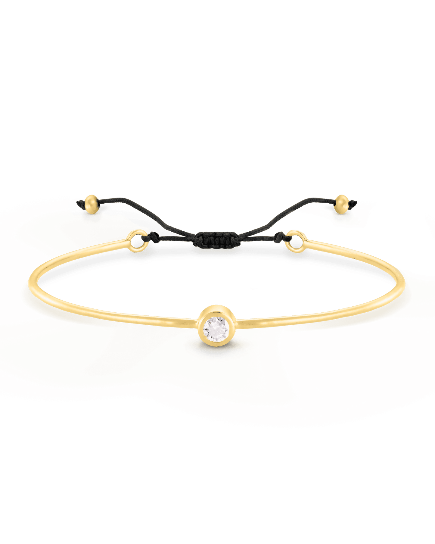 Bracelet Jonc Diamant et Cordon - Or Jaune Plaqué 18 carats Bracelets magal-dev Noir Small: 0.03 carats 12cm - 18cm (Poignet: Small - Medium)