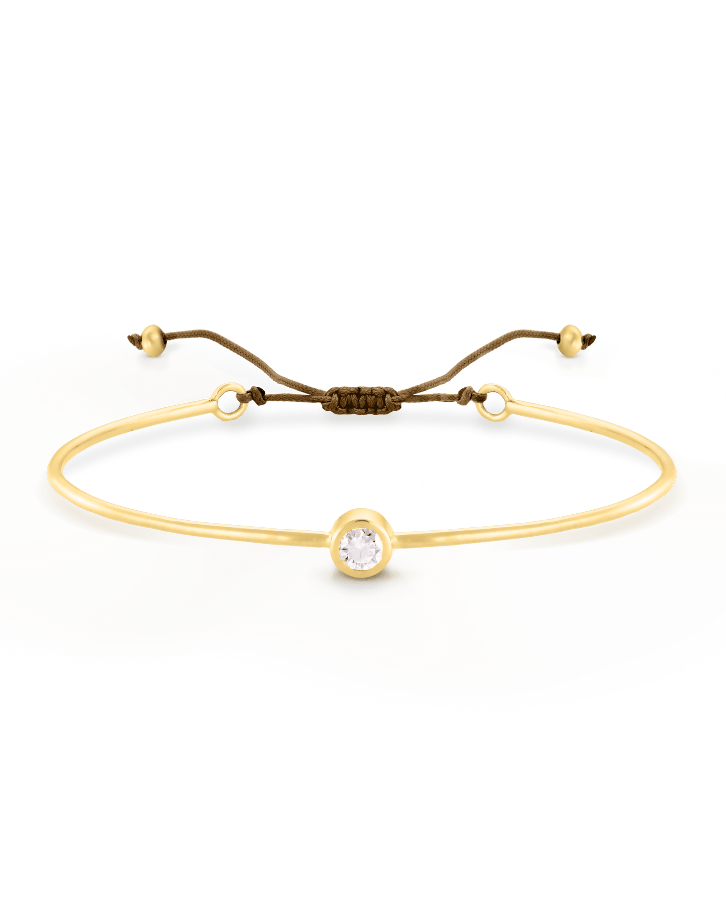 Diamond Cord Bangle - 18K Gold Vermeil Bracelets magal-dev Camel Small: 0.03ct