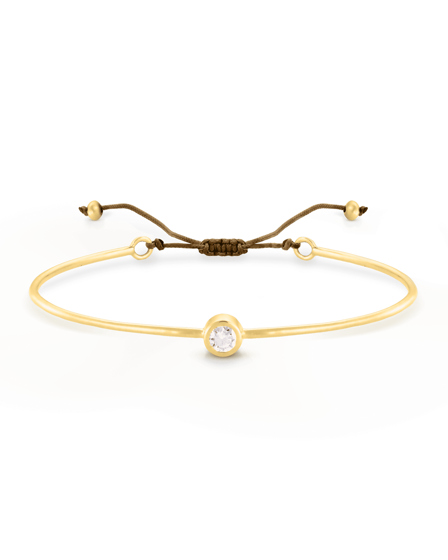 Bracelet Jonc Diamant et Cordon - Or Jaune Plaqué 18 carats Bracelets magal-dev Camel Small: 0.03 carats 12cm - 18cm (Poignet: Small - Medium)