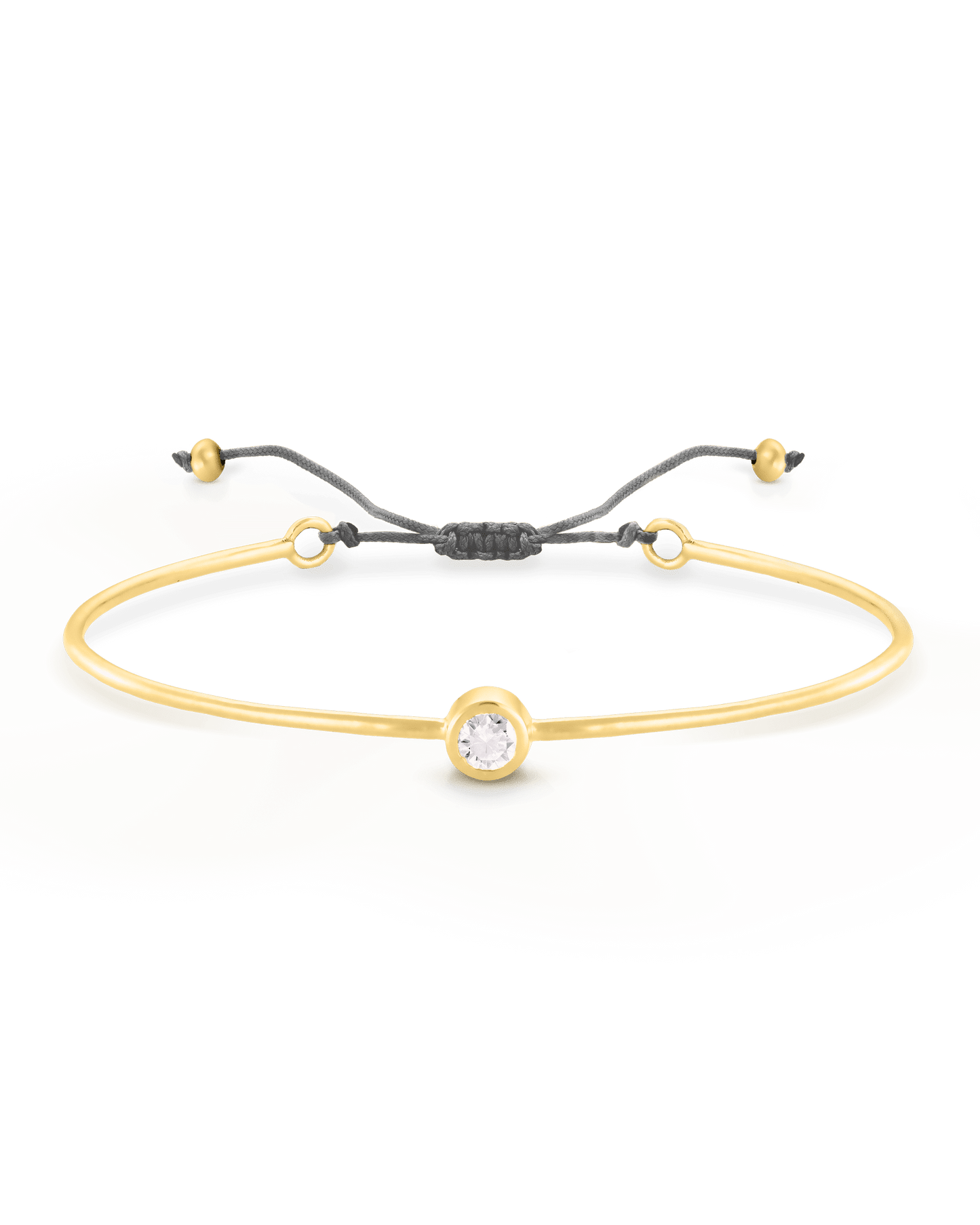 Bracelet Jonc Diamant et Cordon - Or Jaune Plaqué 18 carats Bracelets magal-dev Gris Small: 0.03 carats 12cm - 18cm (Poignet: Small - Medium)