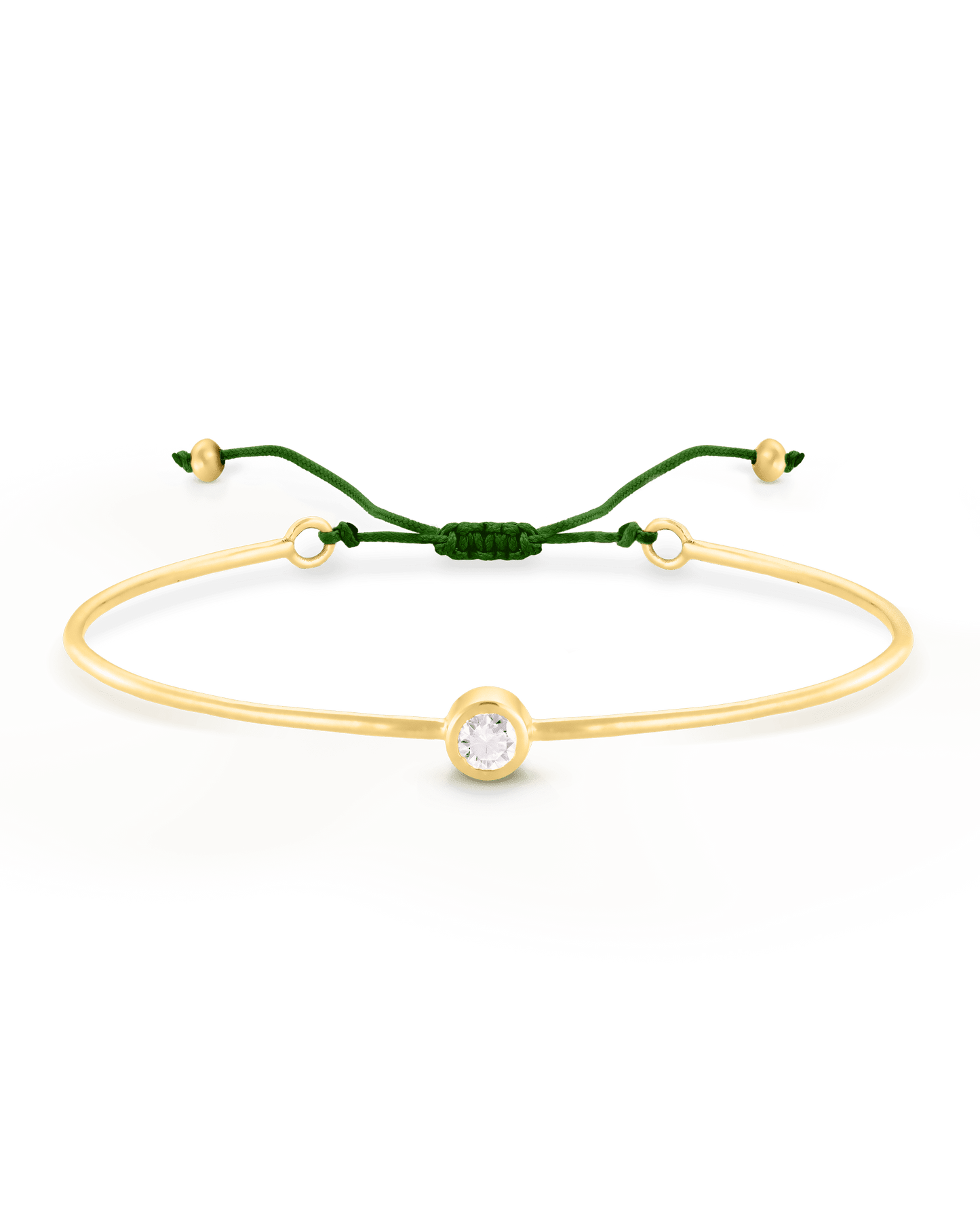Bracelet Jonc Diamant et Cordon - Or Jaune Plaqué 18 carats Bracelets magal-dev Menthe Small: 0.03 carats 12cm - 18cm (Poignet: Small - Medium)
