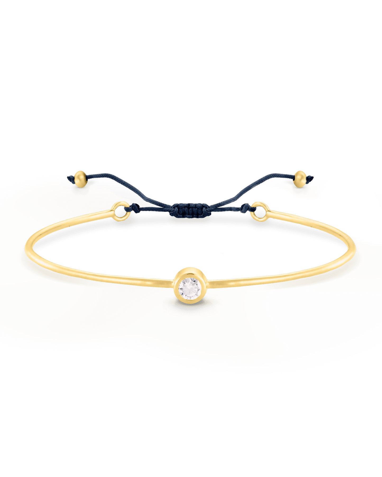 Bracelet Jonc Diamant et Cordon - Or Jaune Plaqué 18 carats Bracelets magal-dev Bleu Marine Small: 0.03 carats 12cm - 18cm (Poignet: Small - Medium)