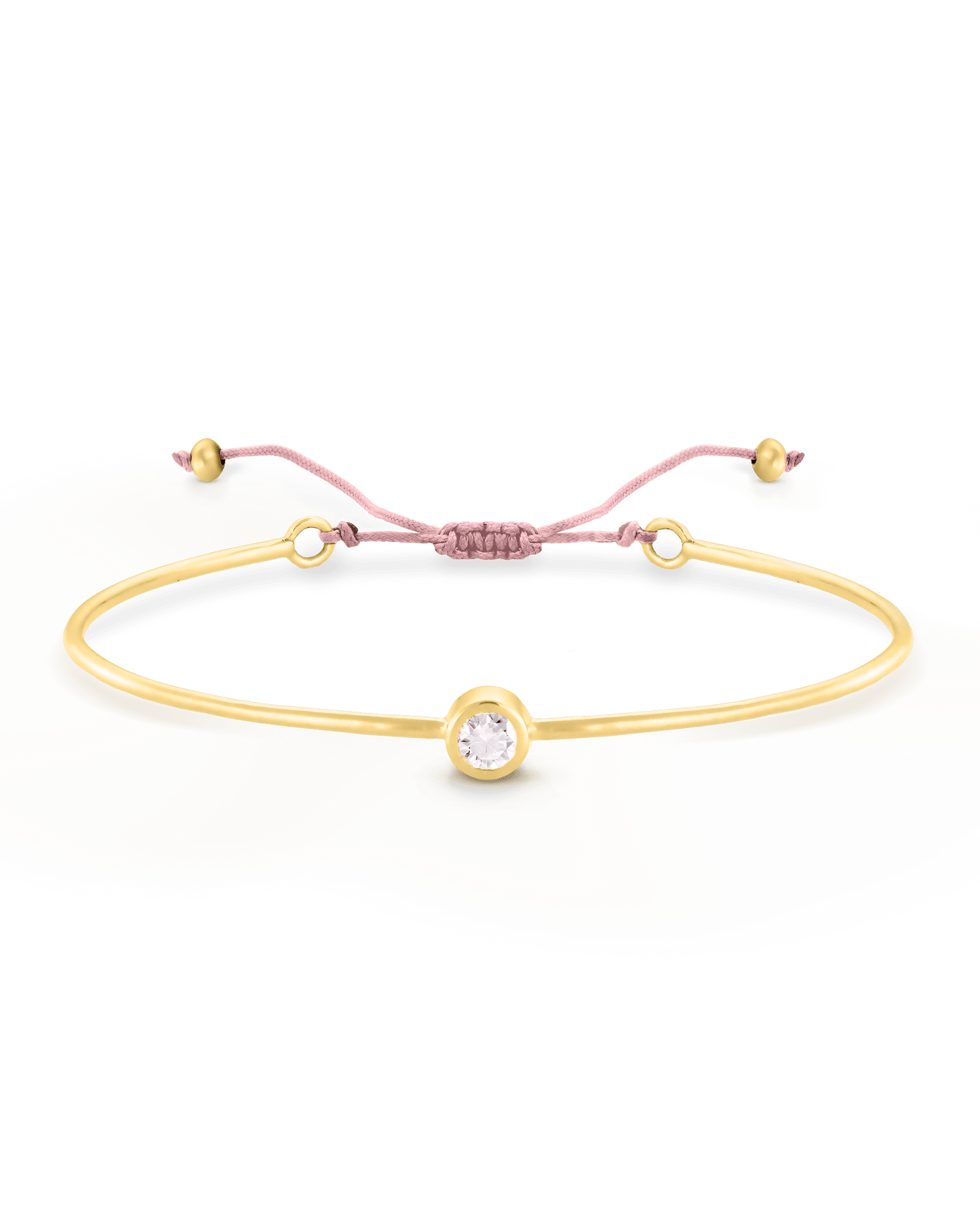 Diamond Cord Bangle - 18K Gold Vermeil Bracelets magal-dev Light Pink Small: 0.03ct