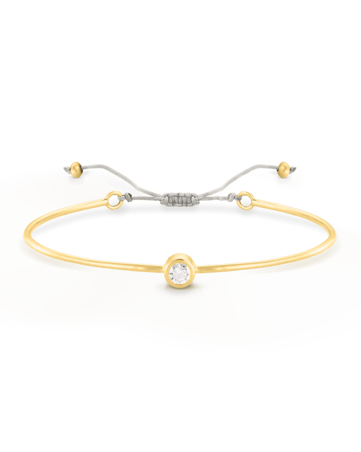Bracelet Jonc Diamant et Cordon - Or Jaune Plaqué 18 carats Bracelets magal-dev Perle Small: 0.03 carats 12cm - 18cm (Poignet: Small - Medium)