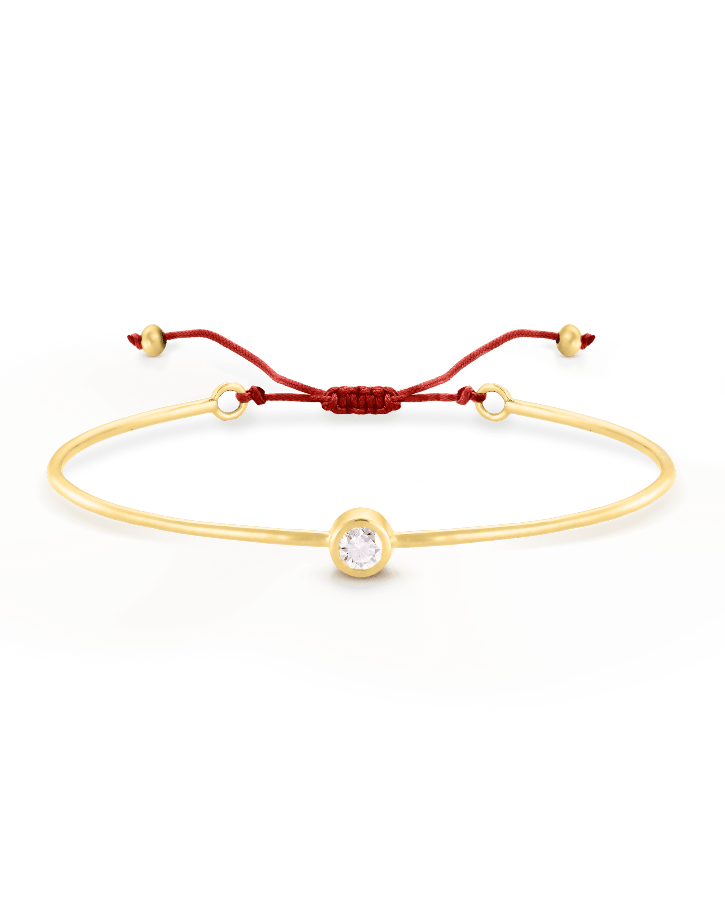 Bracelet Jonc Diamant et Cordon - Or Jaune Plaqué 18 carats Bracelets magal-dev Rouge Small: 0.03 carats 12cm - 18cm (Poignet: Small - Medium)