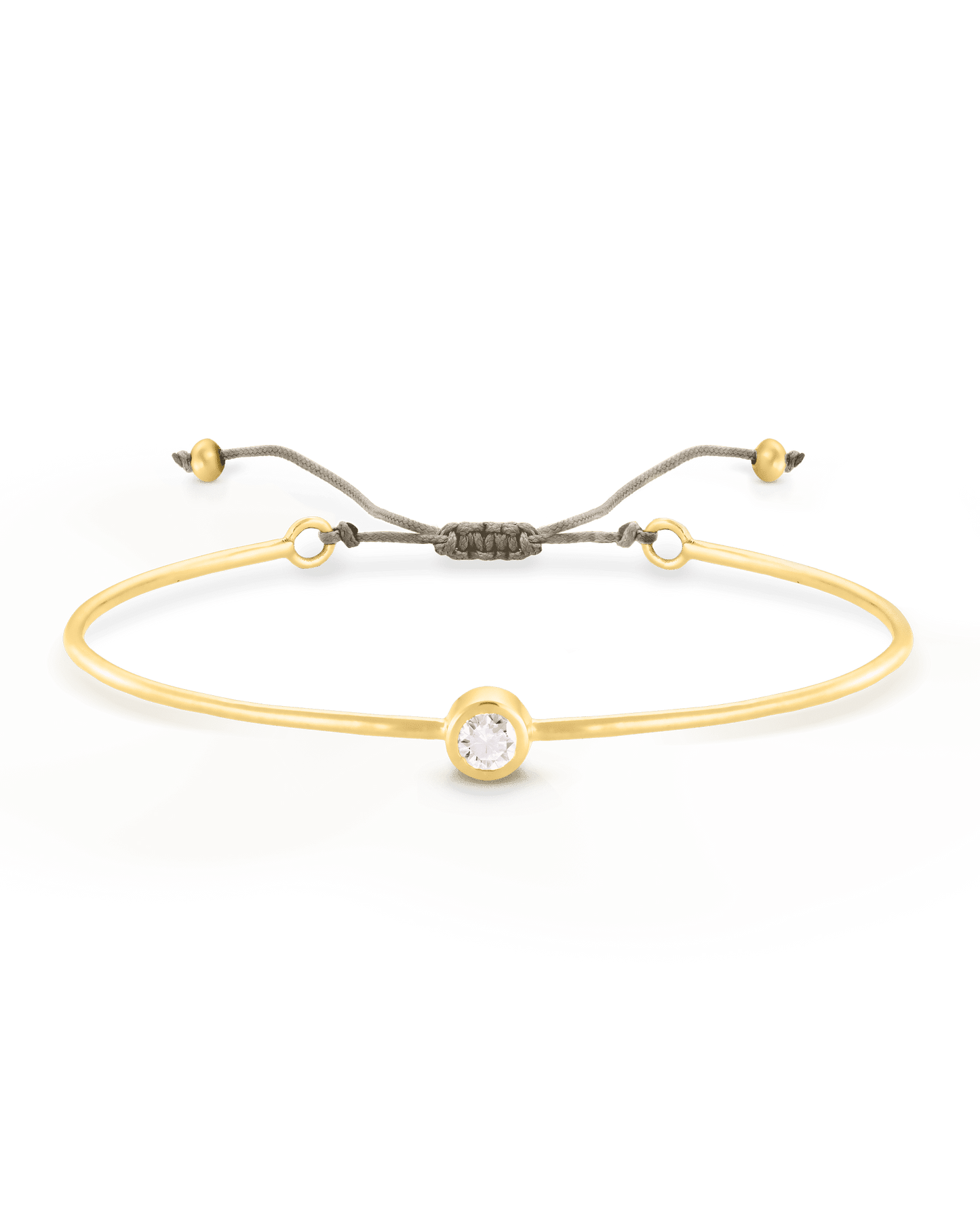 Bracelet Jonc Diamant et Cordon - Or Jaune Plaqué 18 carats Bracelets magal-dev Sable Small: 0.03 carats 12cm - 18cm (Poignet: Small - Medium)