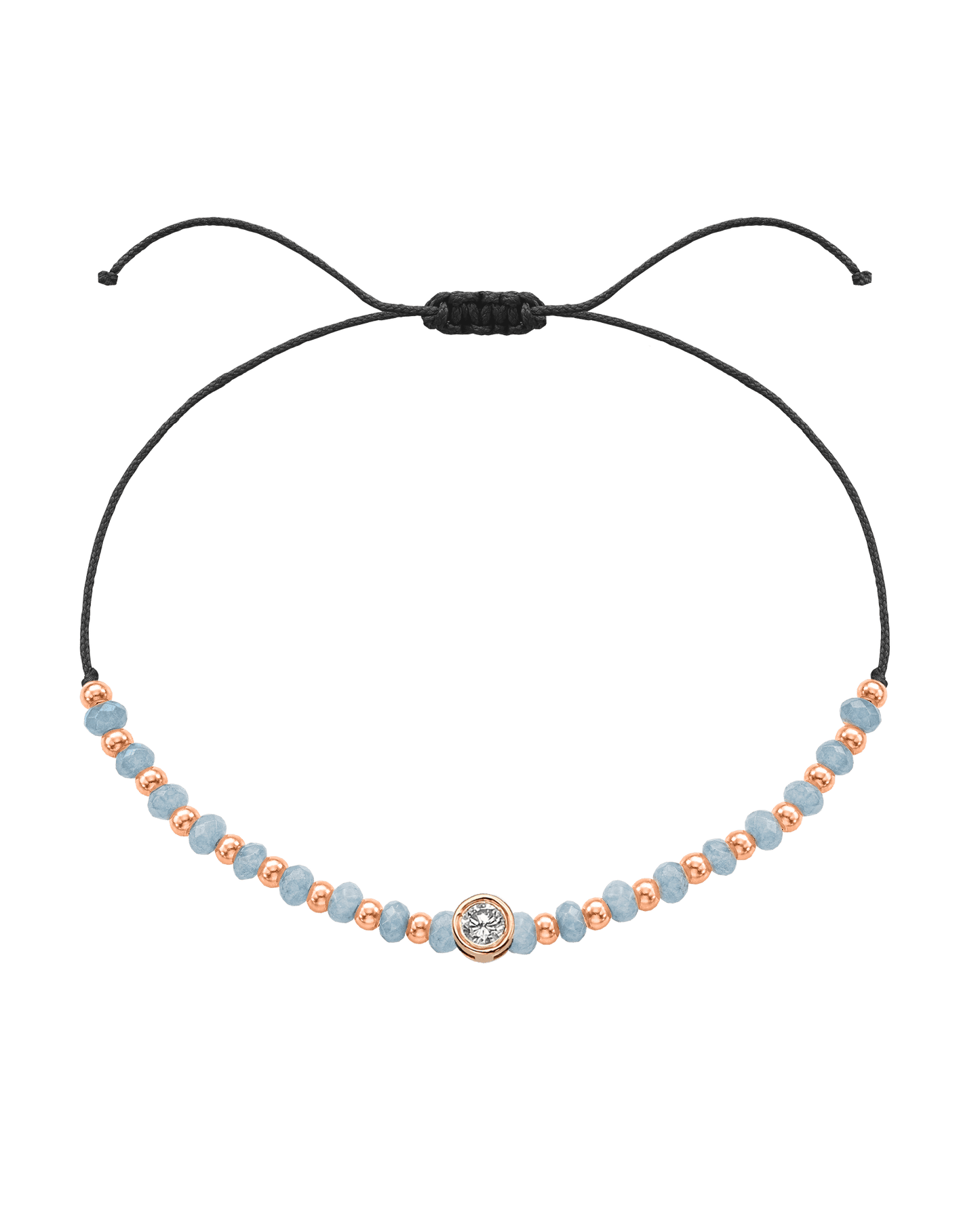 Celestite Gemstone String of Love Bracelet for Mindfulness - 14K Rose Gold Bracelets 14K Solid Gold Black Large: 0.1ct