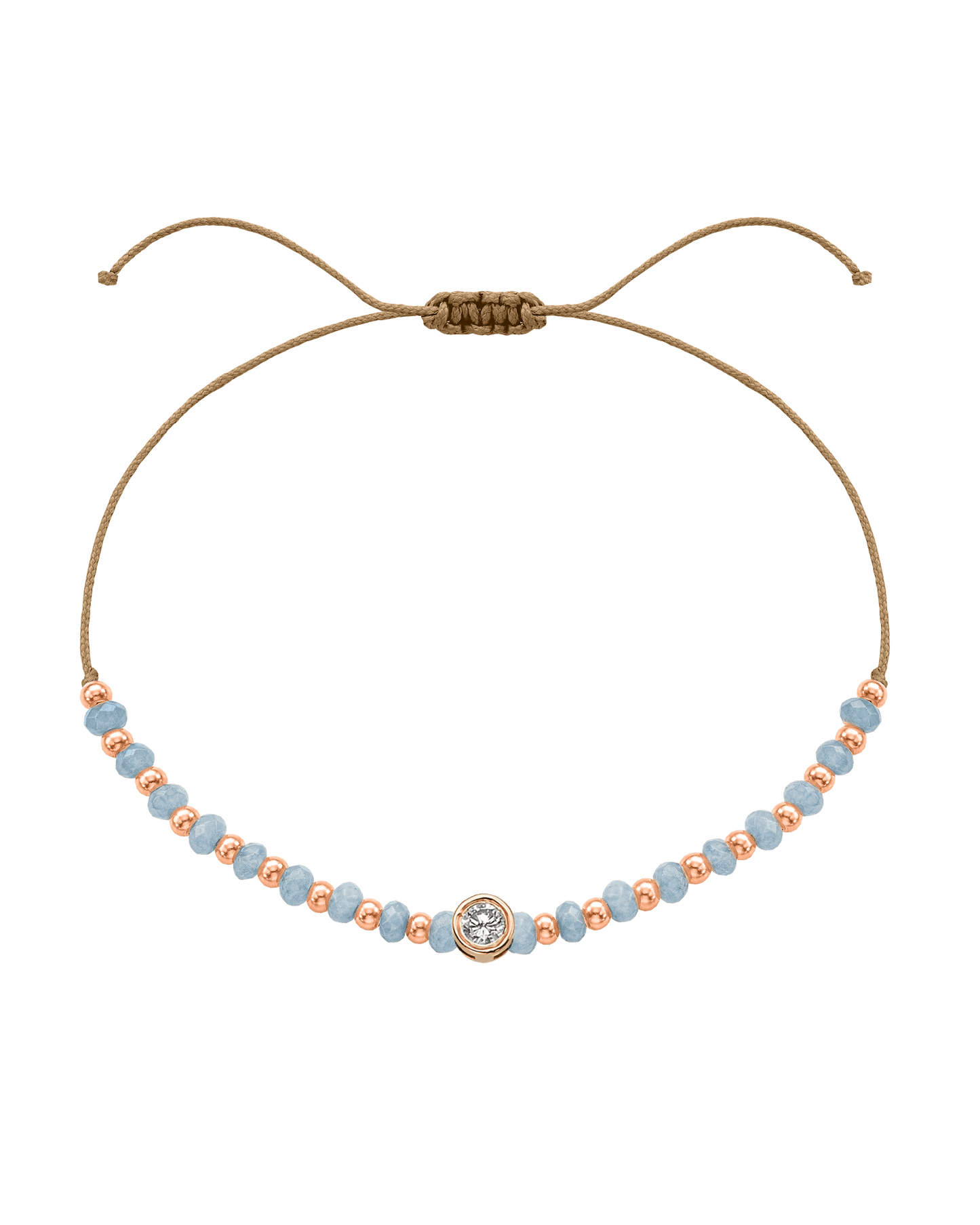 Celestite Gemstone String of Love Bracelet for Mindfulness - 14K Rose Gold Bracelets 14K Solid Gold Camel Large: 0.1ct