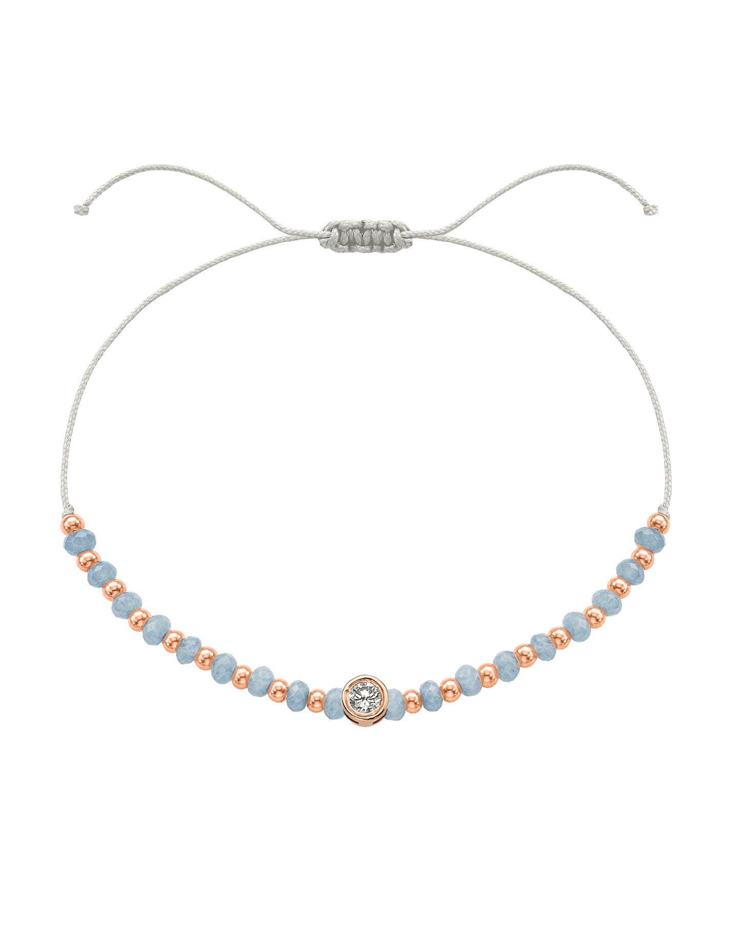 Celestite Gemstone String of Love Bracelet for Mindfulness - 14K Rose Gold Bracelets 14K Solid Gold Pearl Large: 0.1ct