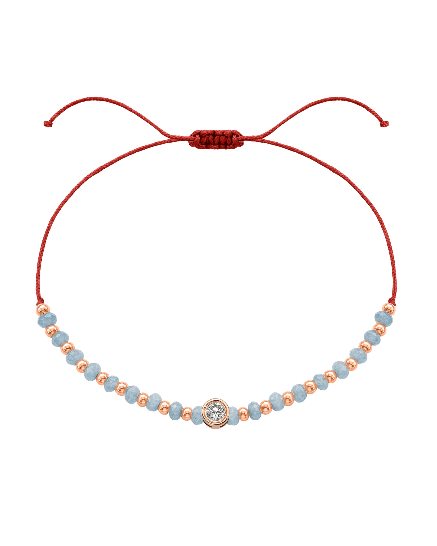 Celestite Gemstone String of Love Bracelet for Mindfulness - 14K Rose Gold Bracelets 14K Solid Gold Red Large: 0.1ct
