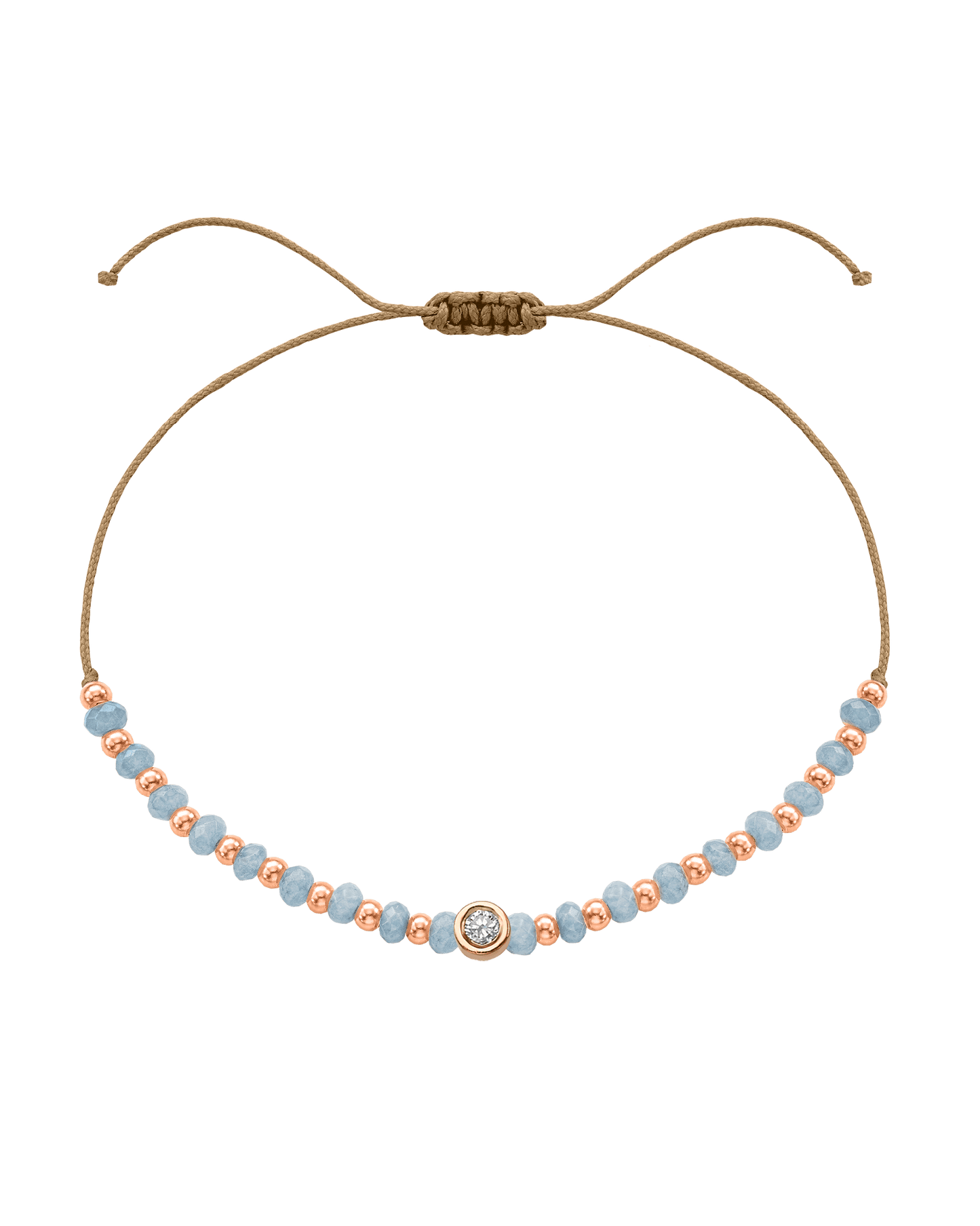 Celestite Gemstone String of Love Bracelet for Mindfulness - 14K Rose Gold Bracelets 14K Solid Gold Camel Medium: 0.04ct