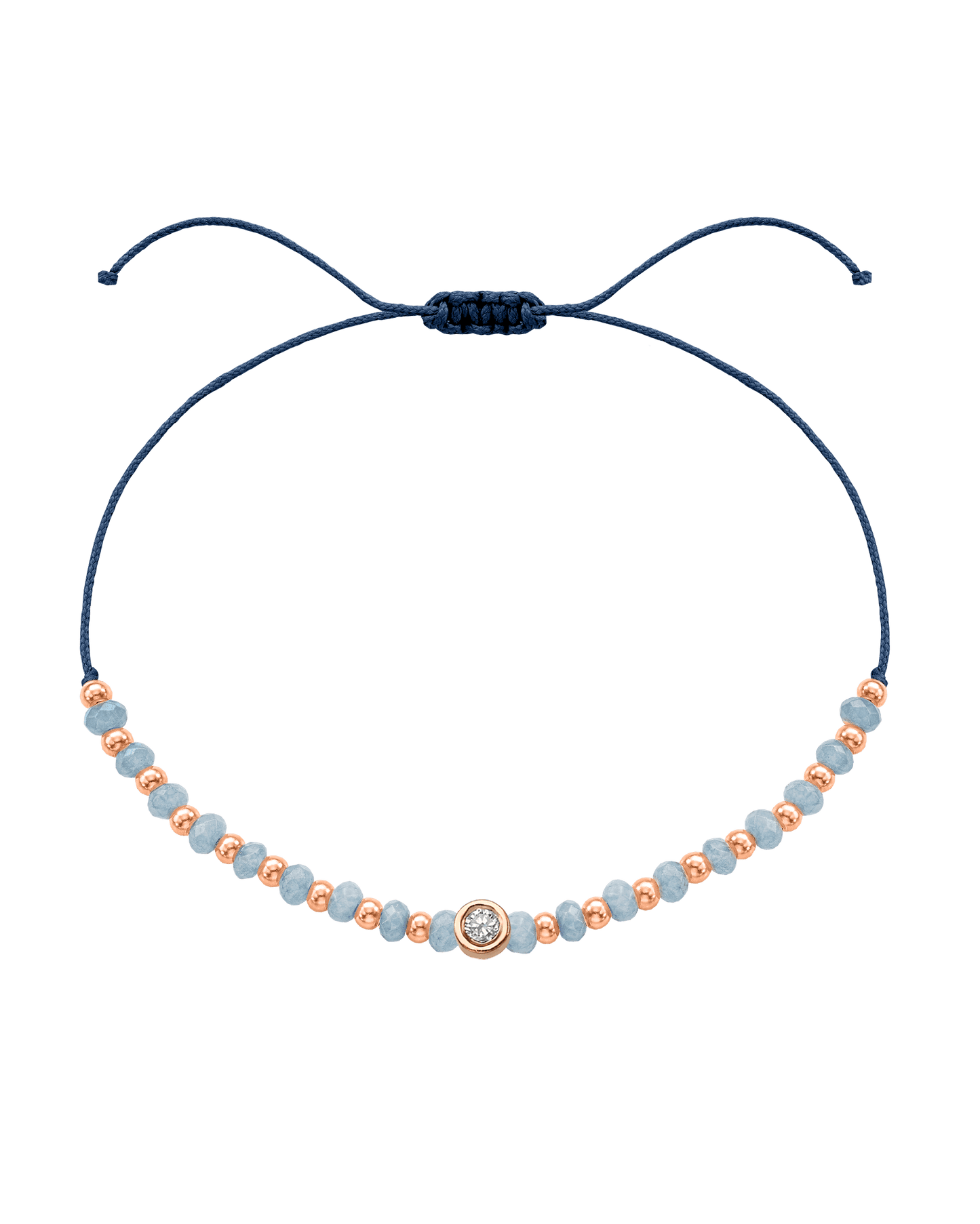 Celestite Gemstone String of Love Bracelet for Mindfulness - 14K Rose Gold Bracelets 14K Solid Gold Indigo Medium: 0.04ct