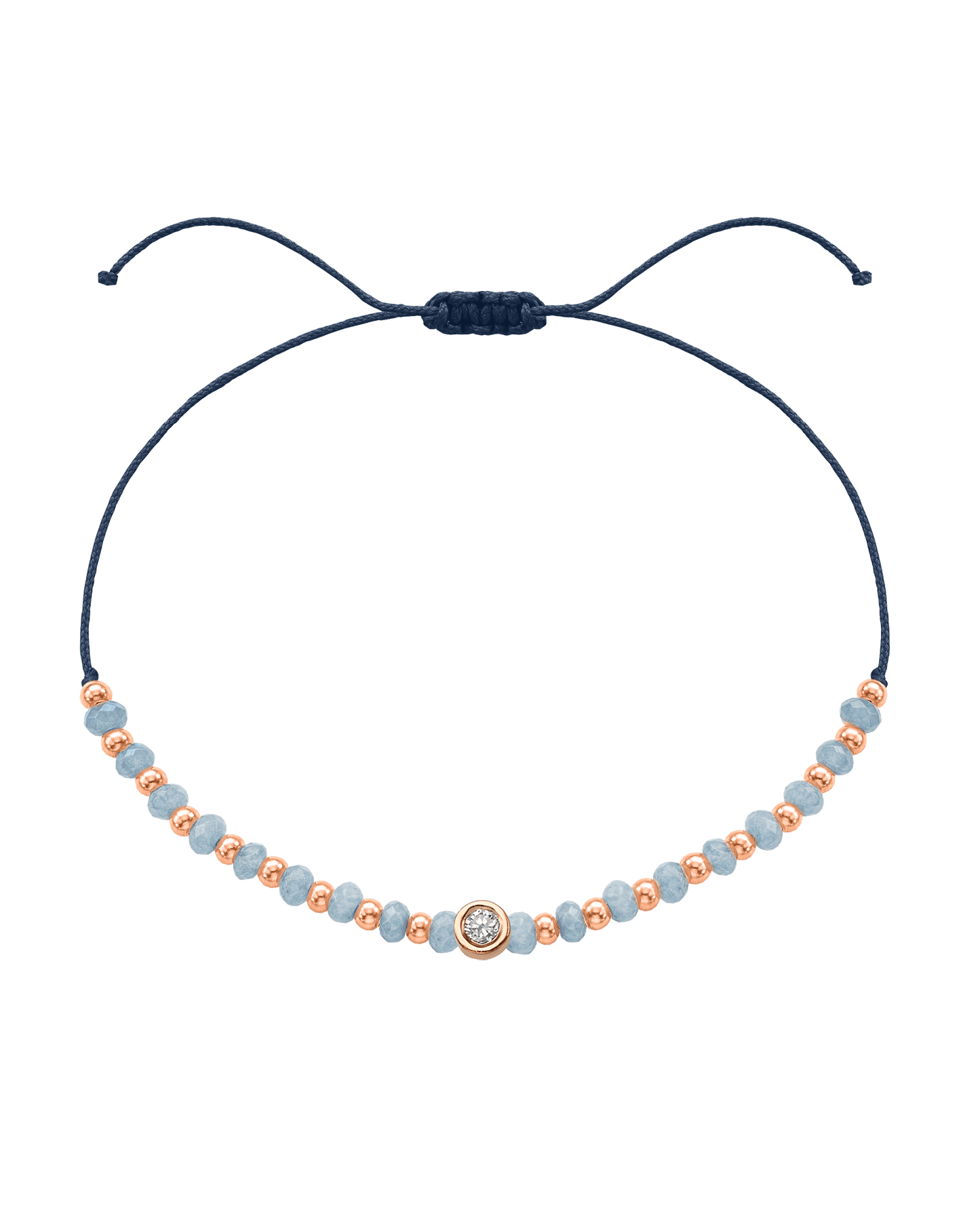 Celestite Gemstone String of Love Bracelet for Mindfulness - 14K Rose Gold Bracelets 14K Solid Gold Navy Blue Medium: 0.04ct