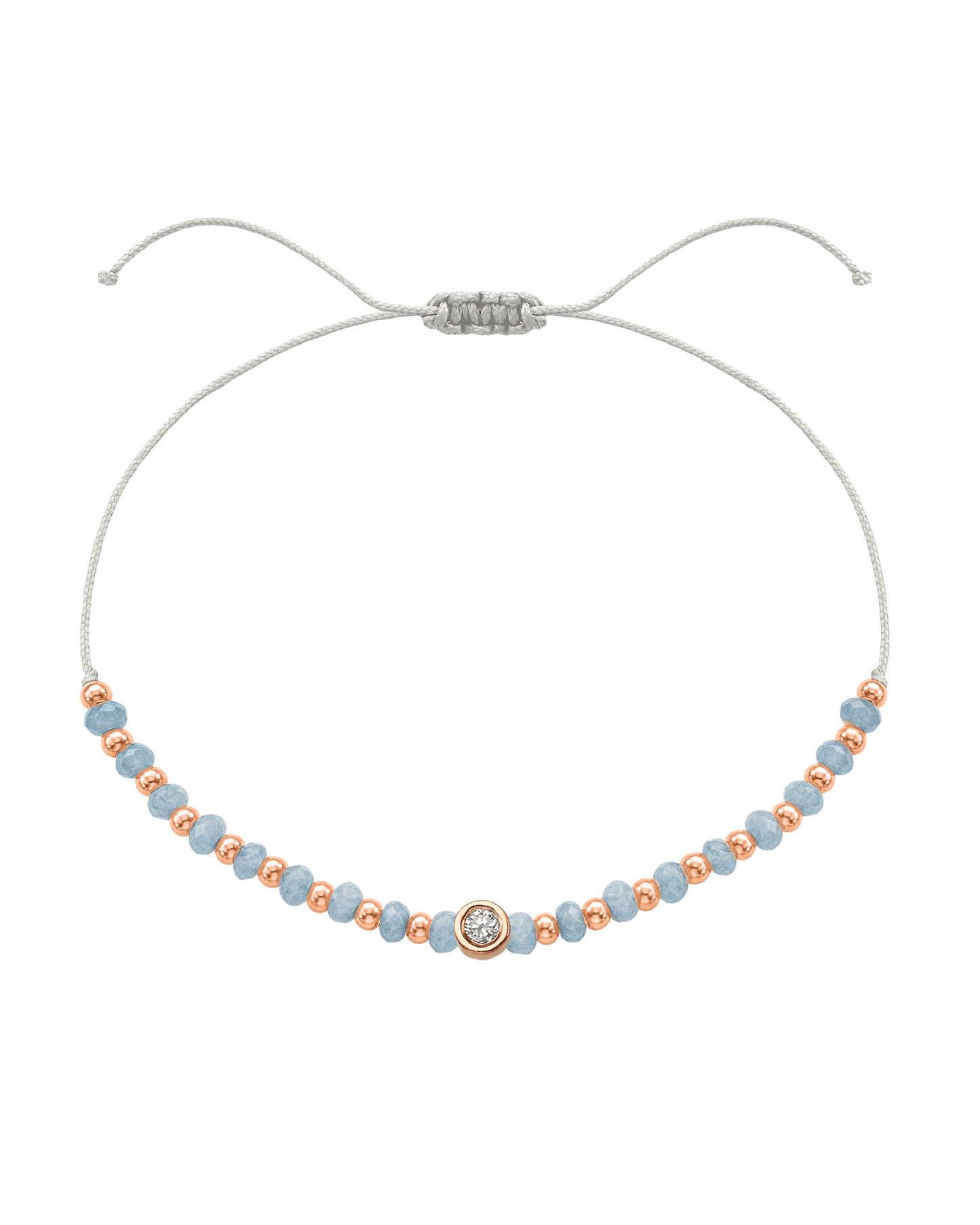 Celestite Gemstone String of Love Bracelet for Mindfulness - 14K Rose Gold Bracelets 14K Solid Gold Pearl Medium: 0.04ct