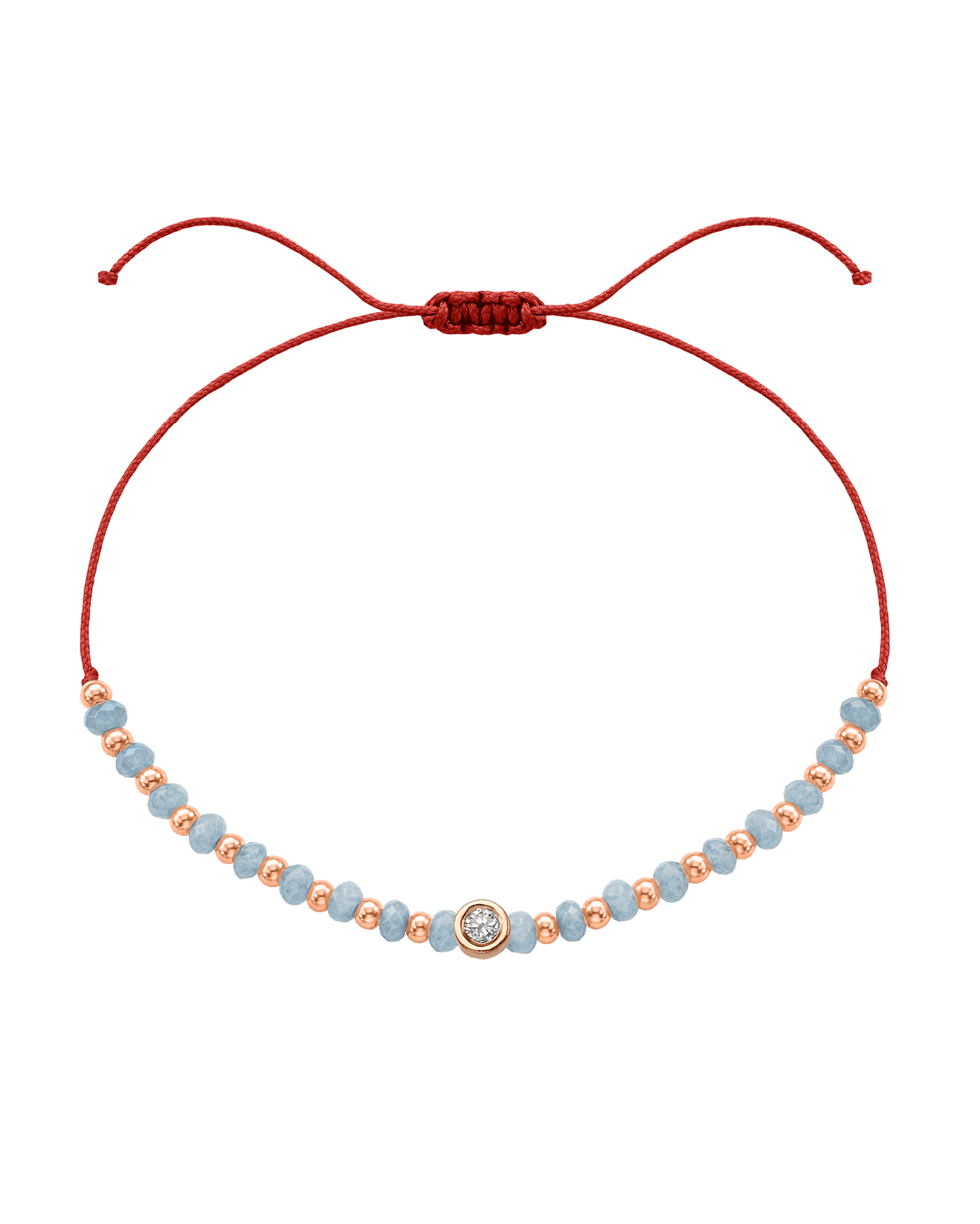 Celestite Gemstone String of Love Bracelet for Mindfulness - 14K Rose Gold Bracelets 14K Solid Gold Red Medium: 0.04ct