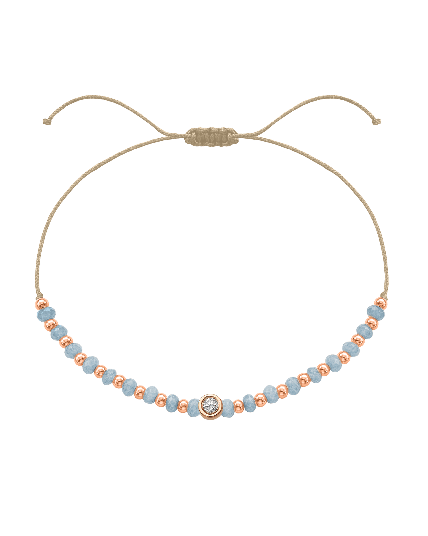 Celestite Gemstone String of Love Bracelet for Mindfulness - 14K Rose Gold Bracelets 14K Solid Gold Beige Medium: 0.04ct