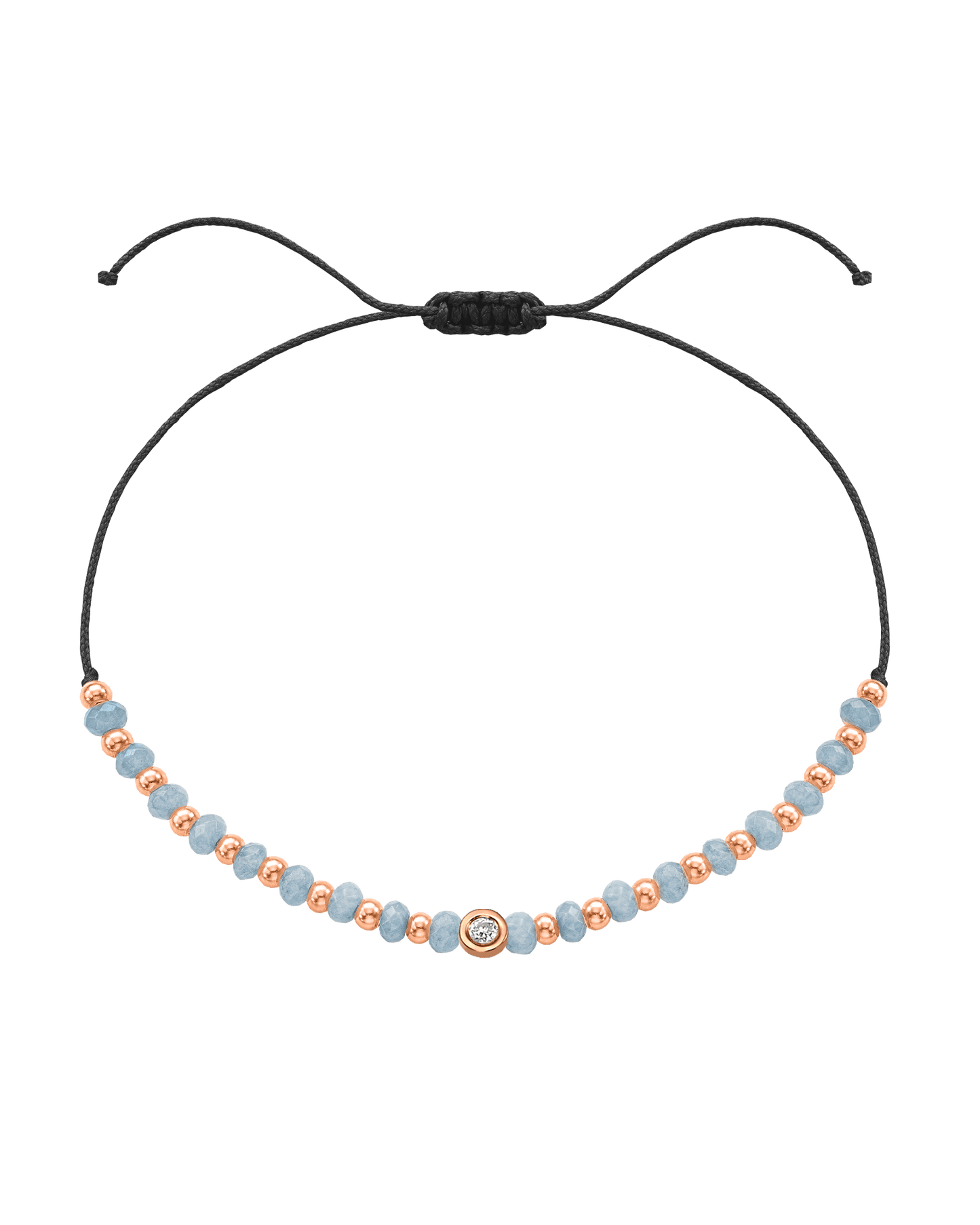 Celestite Gemstone String of Love Bracelet for Mindfulness - 14K Rose Gold Bracelets 14K Solid Gold Black Small: 0.03ct