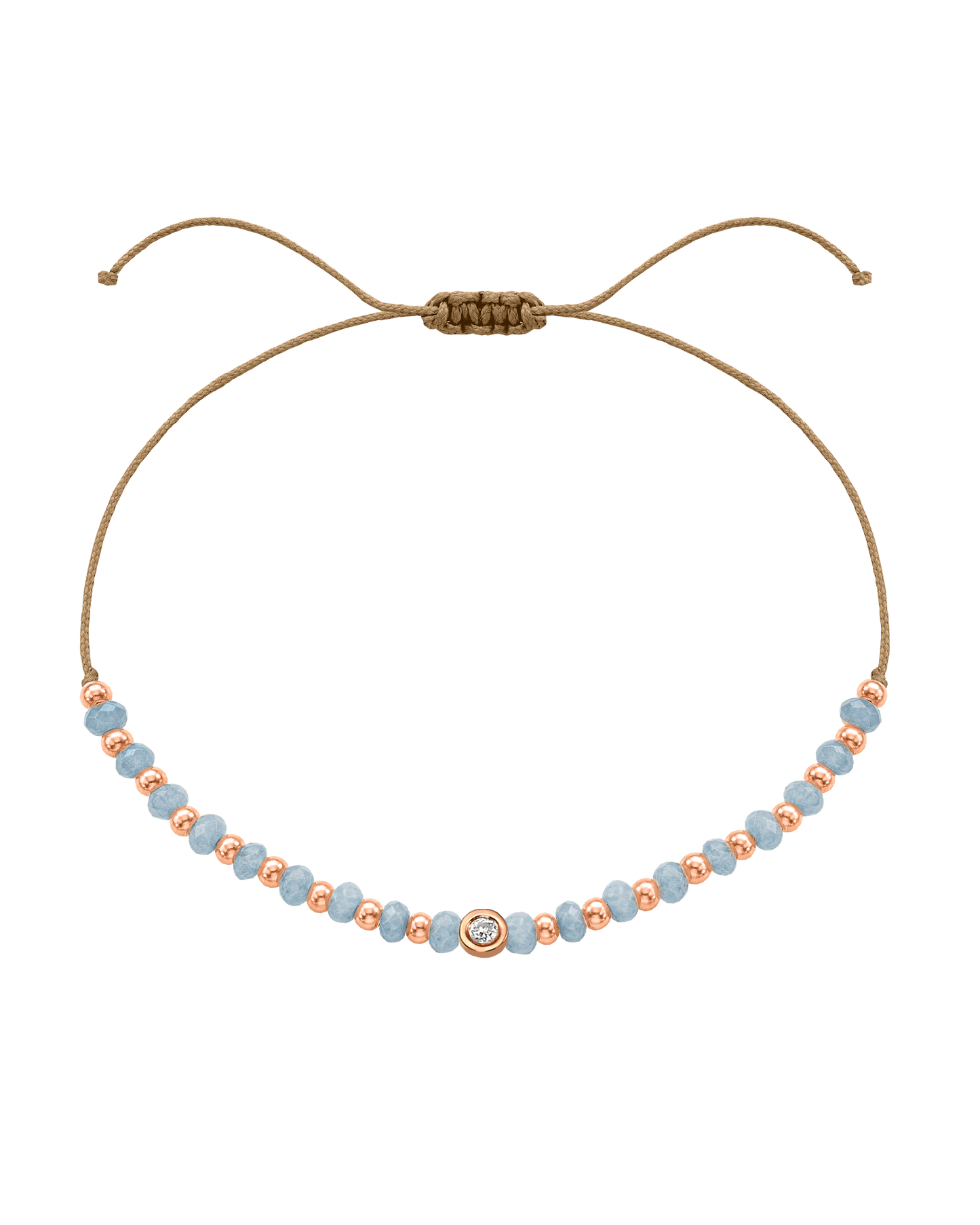 Celestite Gemstone String of Love Bracelet for Mindfulness - 14K Rose Gold Bracelets 14K Solid Gold Camel Small: 0.03ct