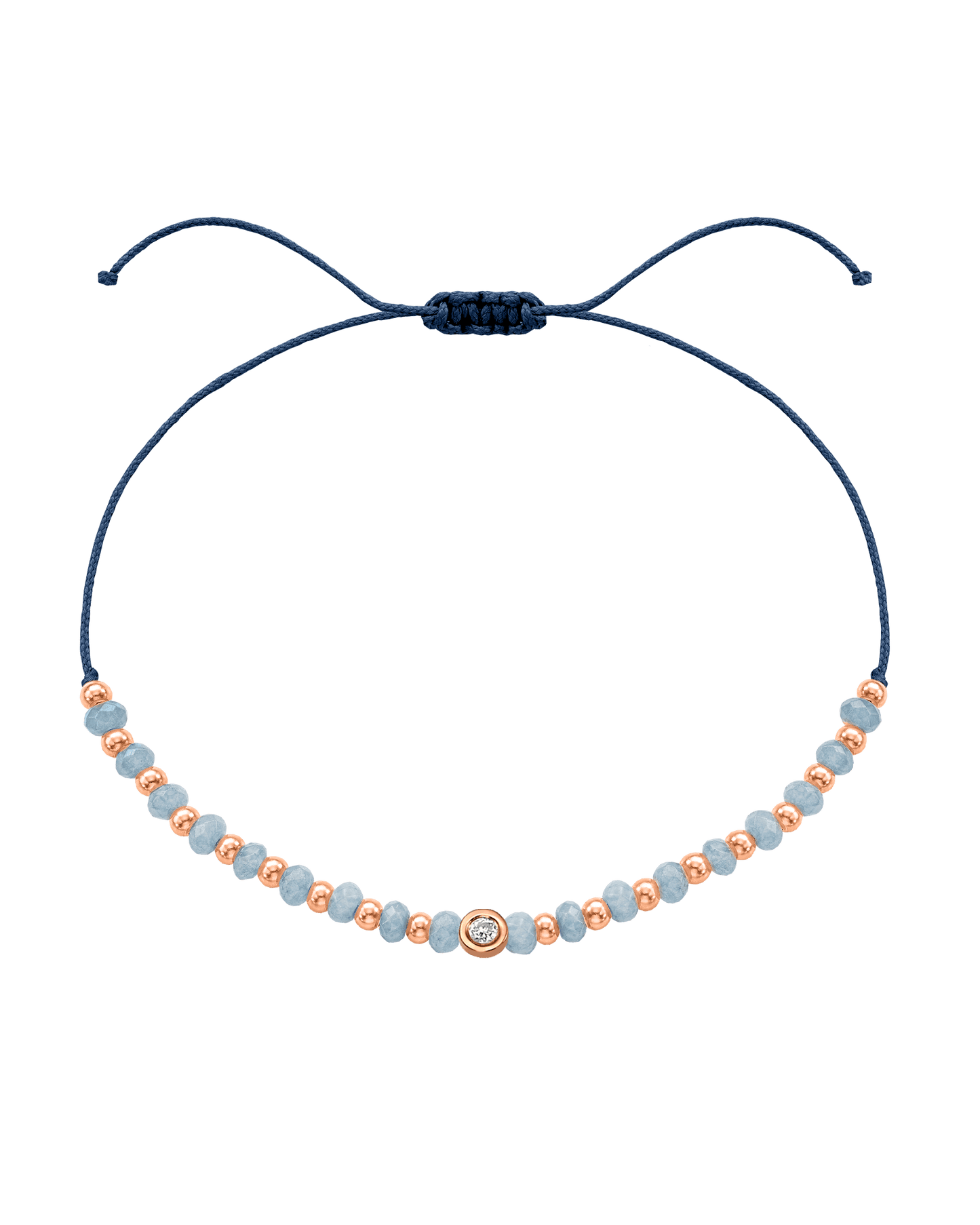 Celestite Gemstone String of Love Bracelet for Mindfulness - 14K Rose Gold Bracelets 14K Solid Gold Indigo Small: 0.03ct