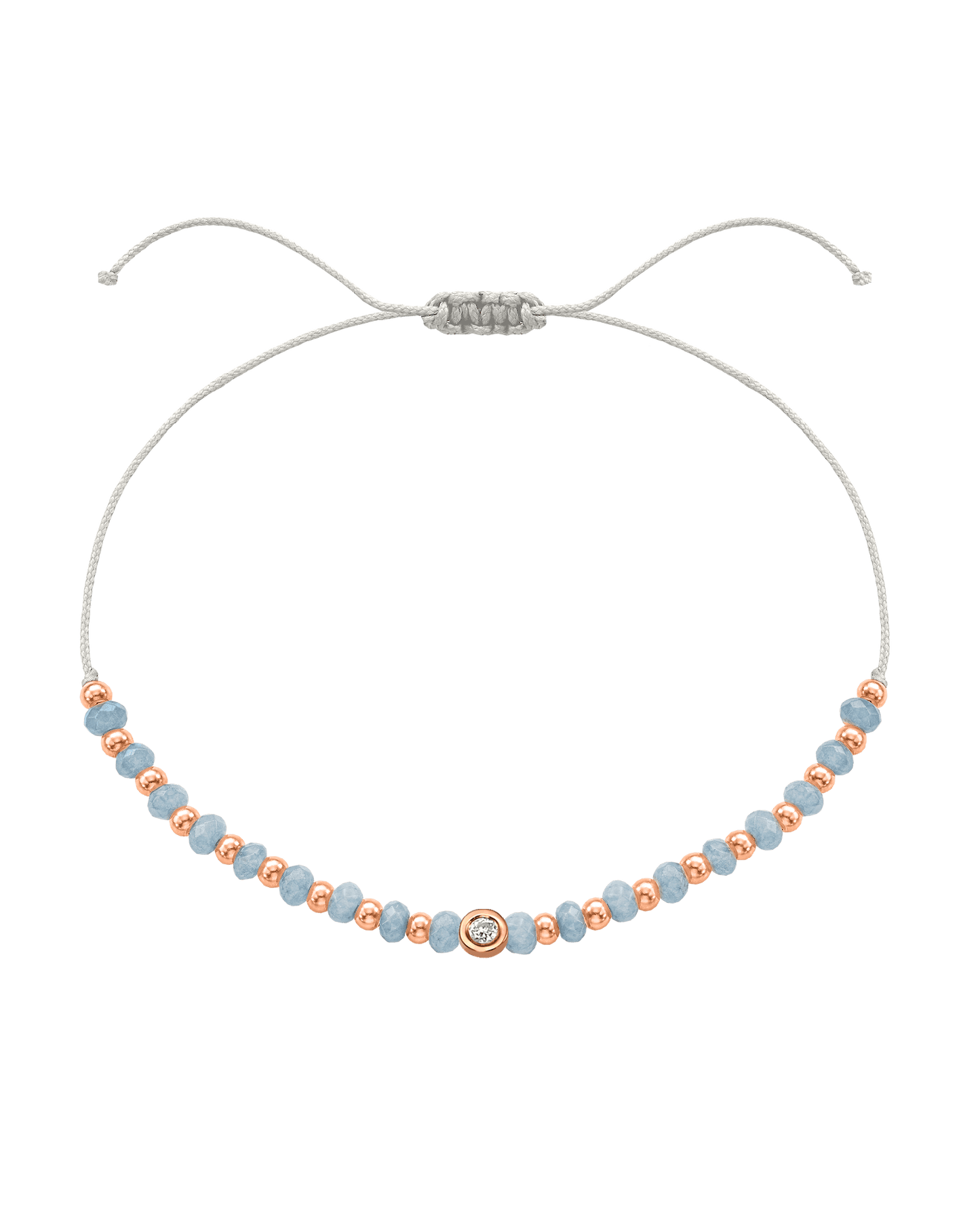 Celestite Gemstone String of Love Bracelet for Mindfulness - 14K Rose Gold Bracelets 14K Solid Gold Pearl Small: 0.03ct