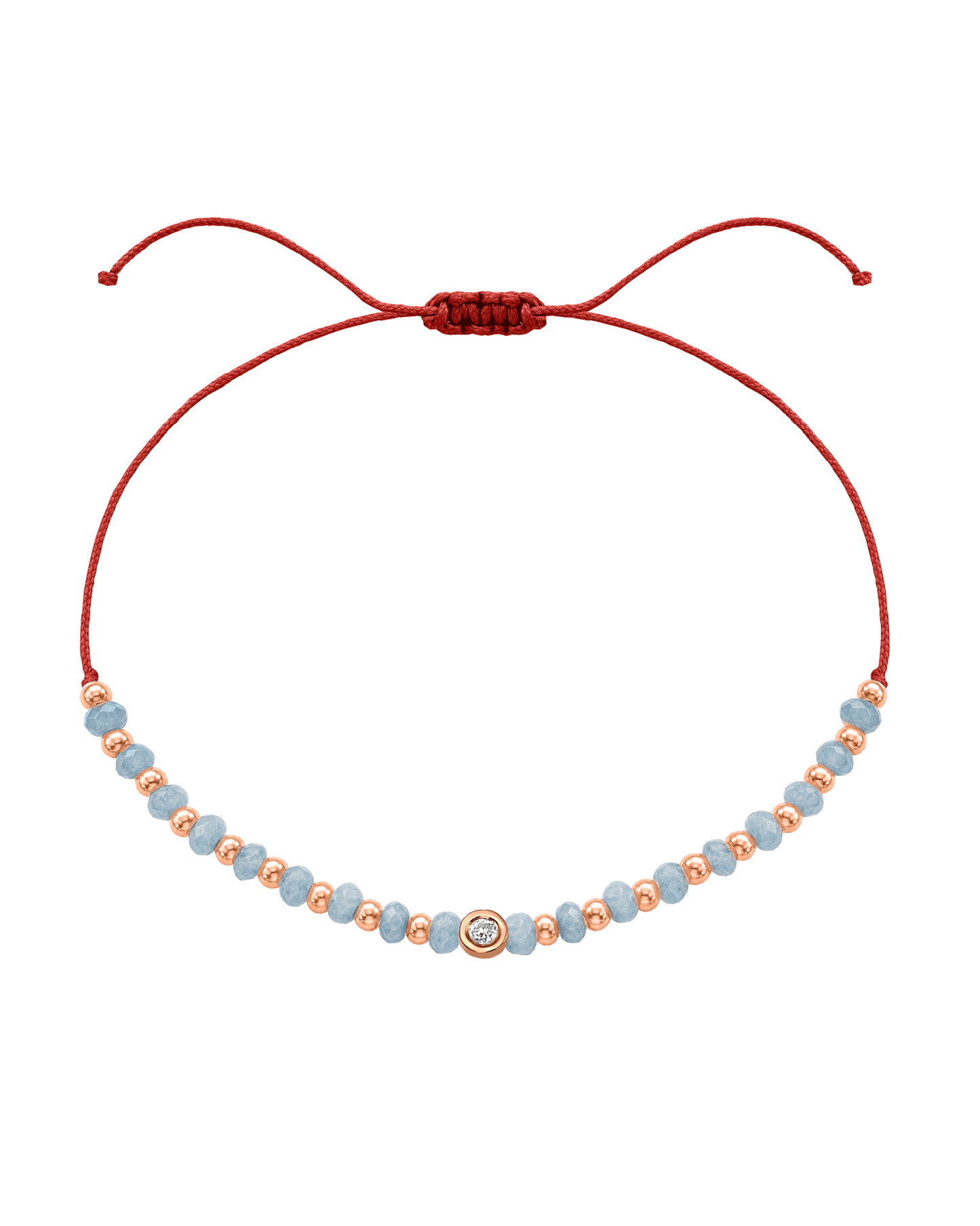 Celestite Gemstone String of Love Bracelet for Mindfulness - 14K Rose Gold Bracelets 14K Solid Gold Red Small: 0.03ct