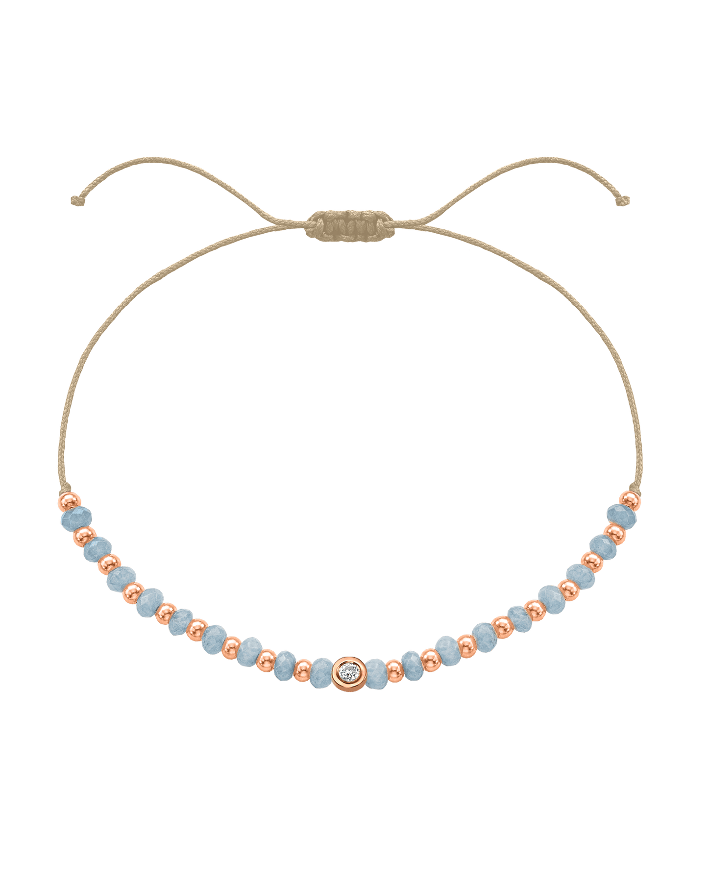 Celestite Gemstone String of Love Bracelet for Mindfulness - 14K Rose Gold Bracelets 14K Solid Gold Beige Small: 0.03ct