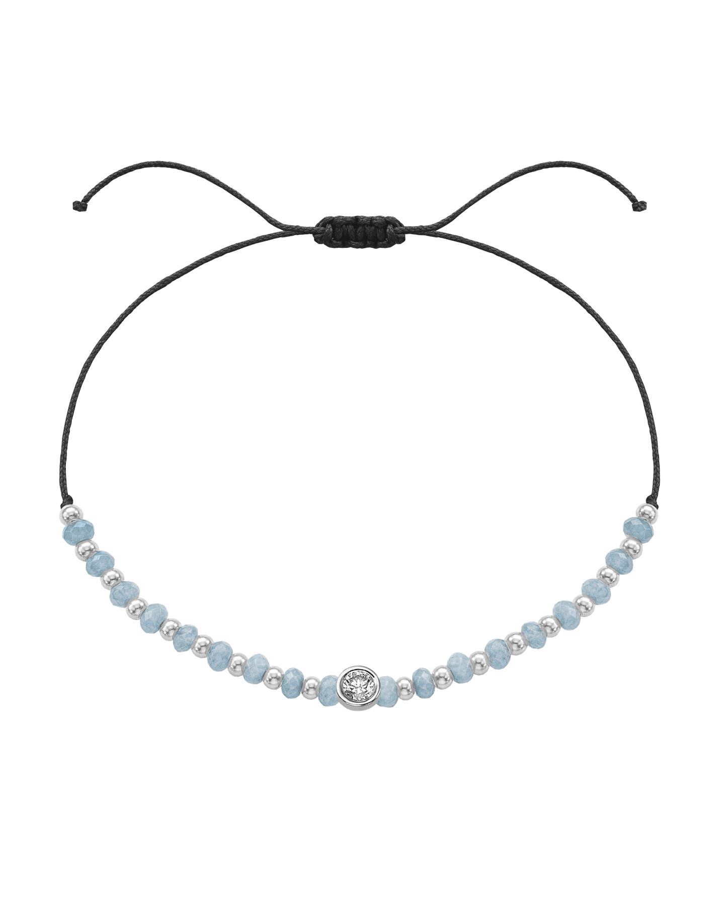 Celestite Gemstone String of Love Bracelet for Mindfulness - 14K White Gold Bracelets 14K Solid Gold Black Large: 0.1ct