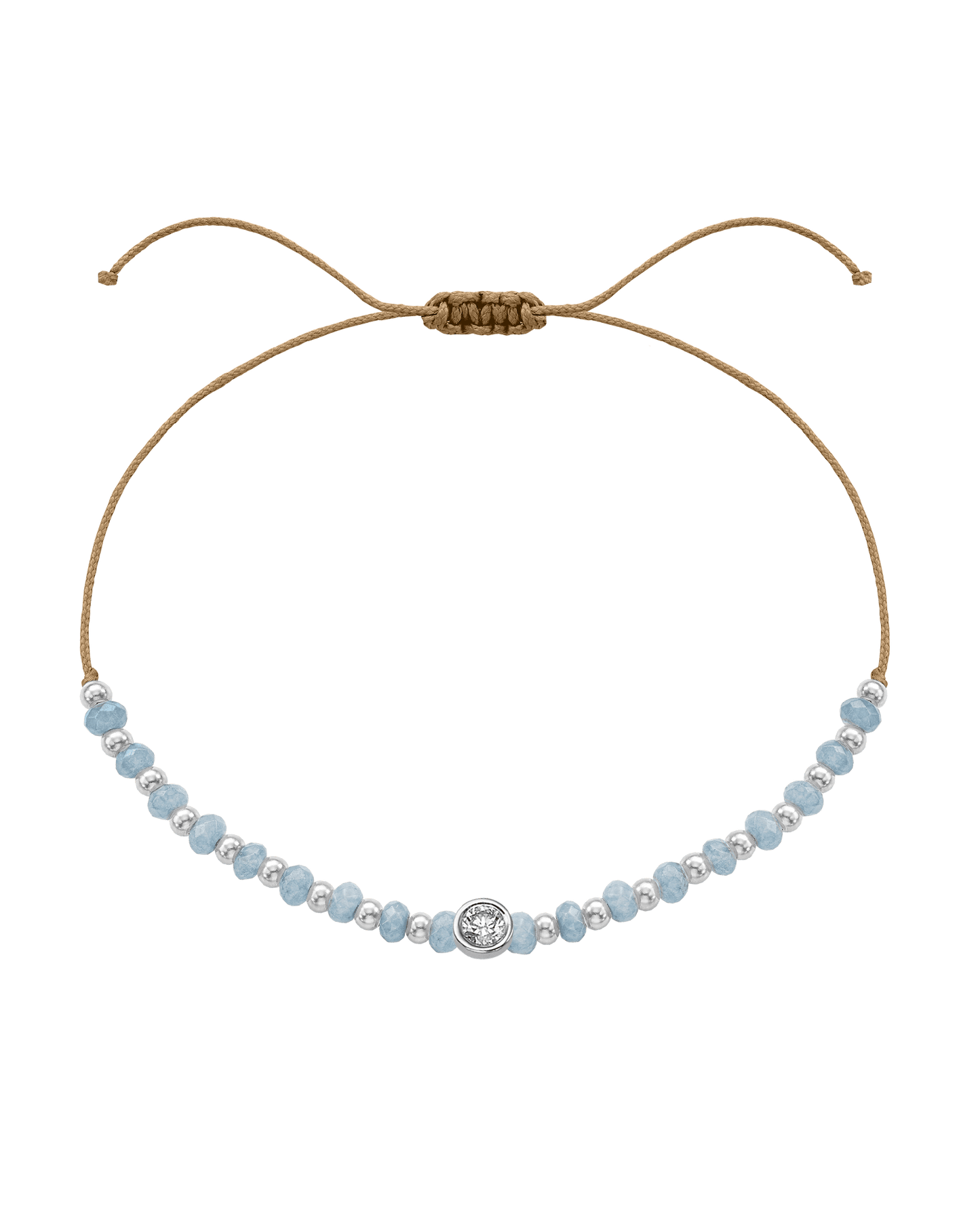 Celestite Gemstone String of Love Bracelet for Mindfulness - 14K White Gold Bracelets 14K Solid Gold Camel Large: 0.1ct